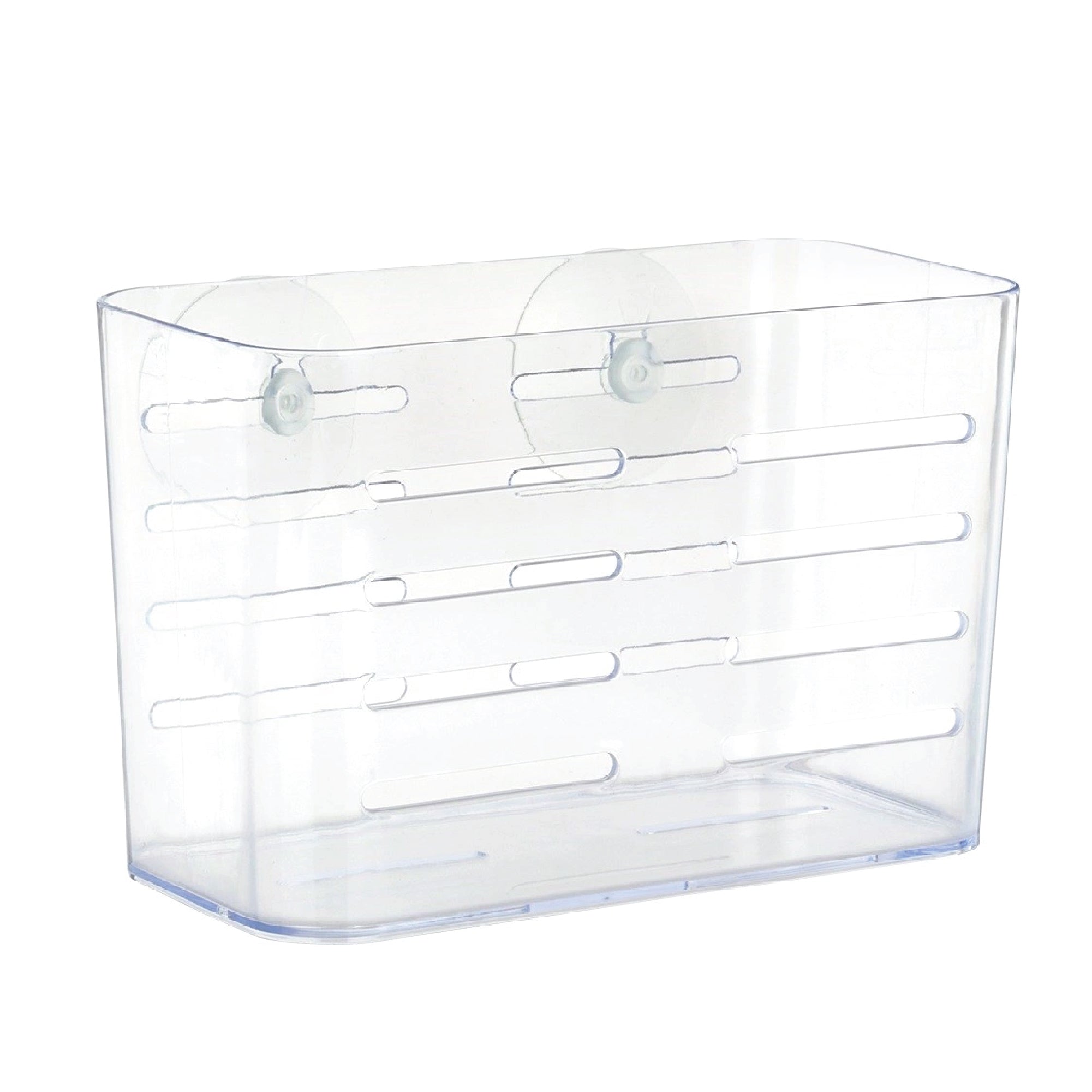 Estante de baño transparente con dos ganchos de succión