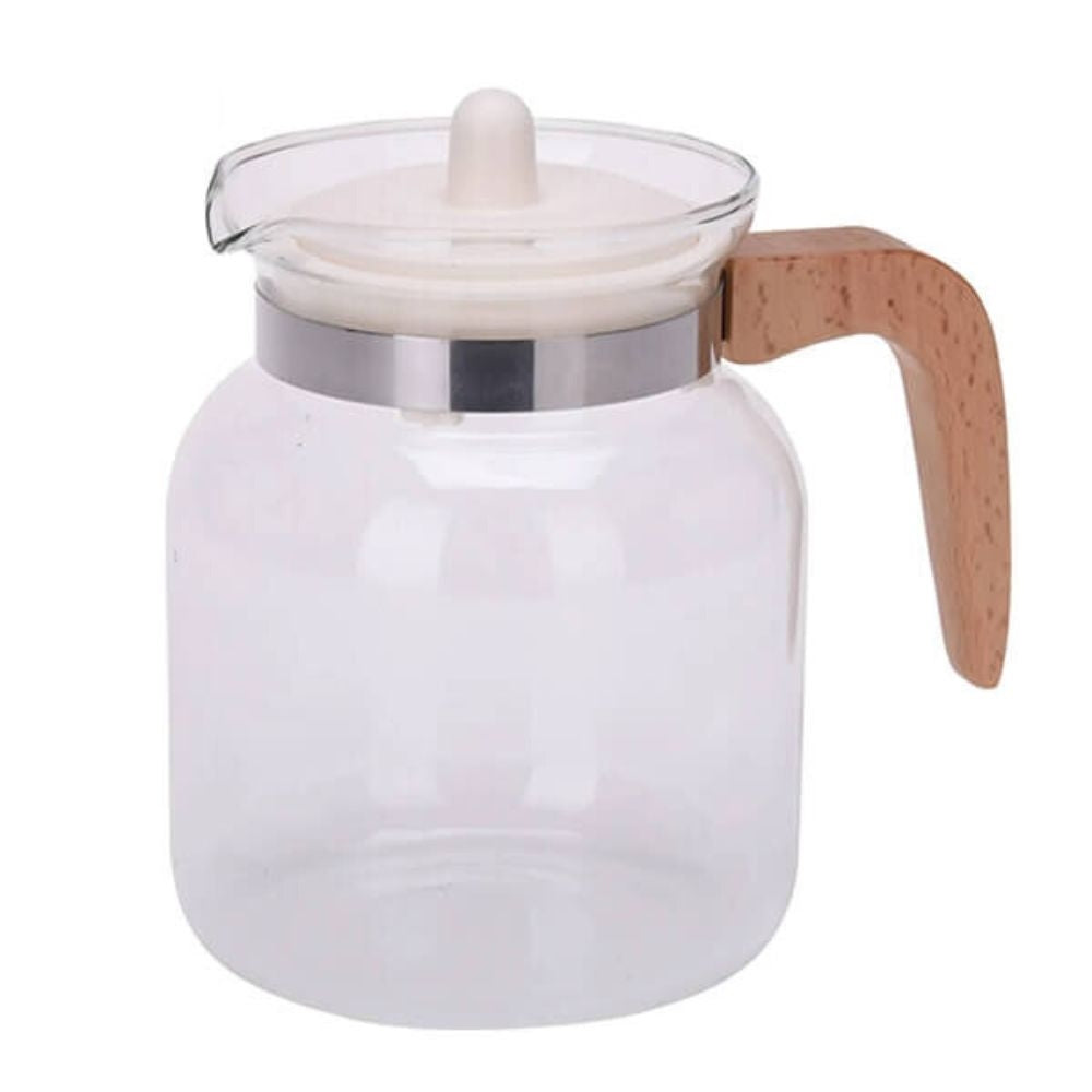 Tetera de vidrio y madera de haya