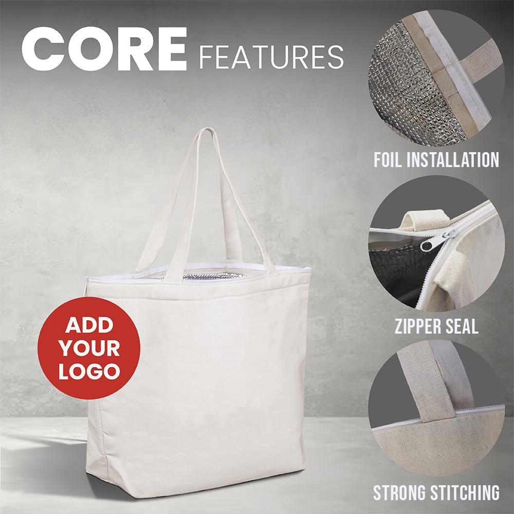 CAN-CO3-W - Bolsa térmica reutilizable de lona para vino | 270 g/m², 27 l