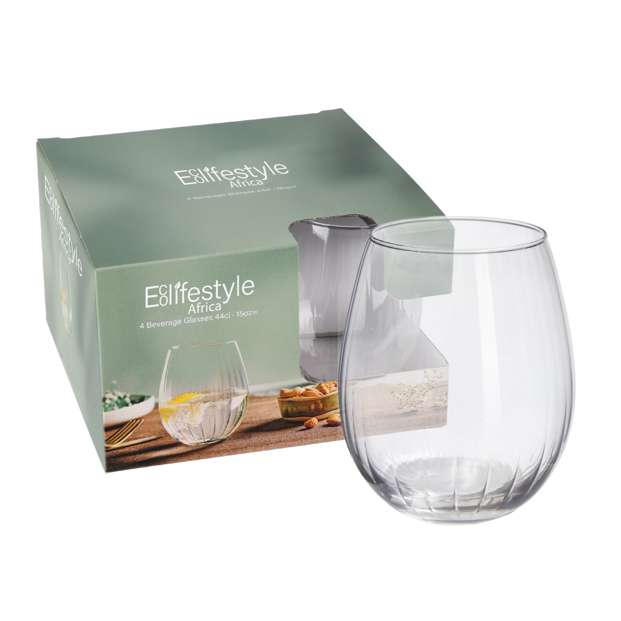 Vasos de whisky redondos premium y vasos para beber - Juego de 4 x 440 ml
