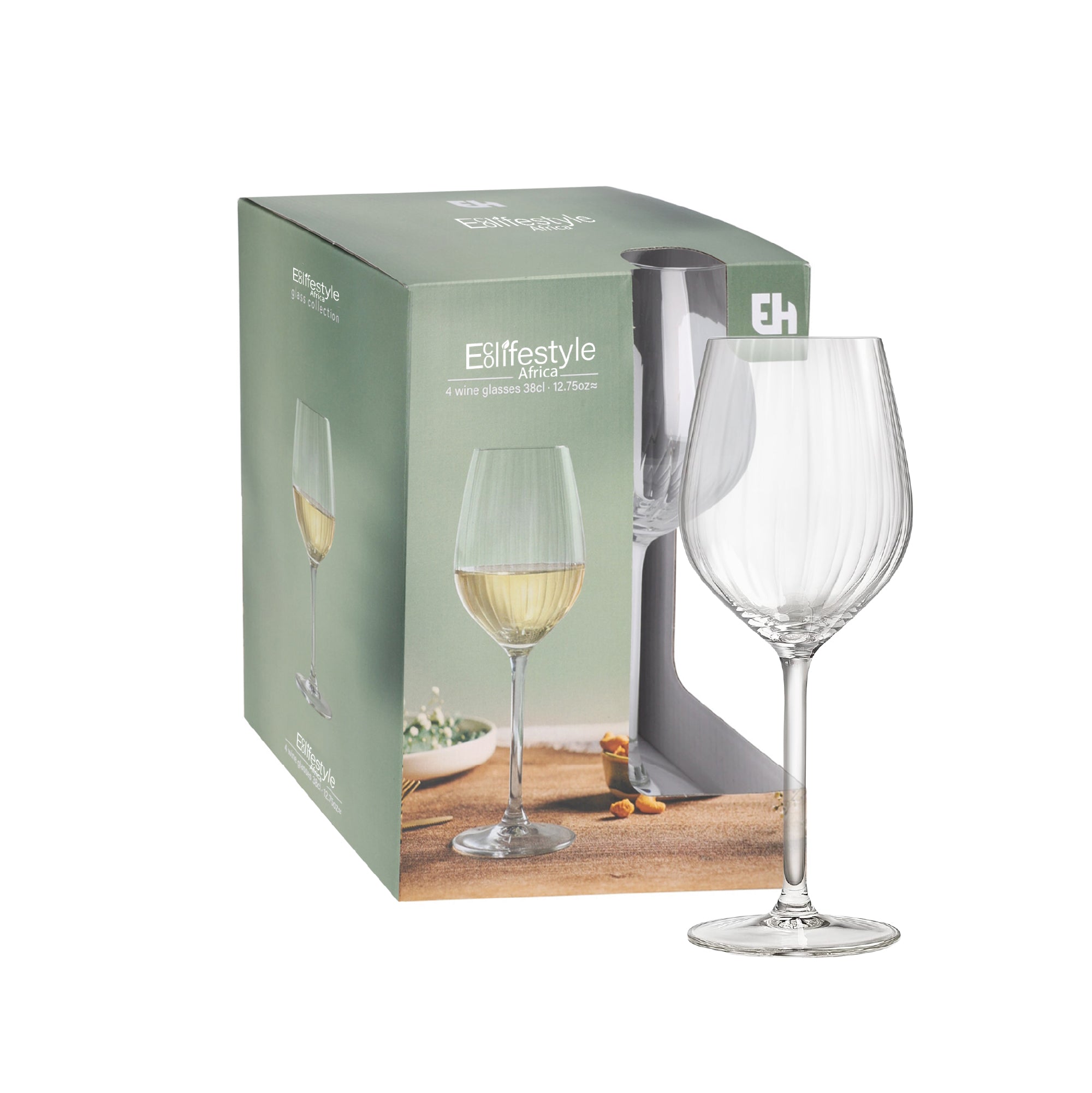 Copas de vino tinto y blanco a rayas premium (juego de 4 x 380 ml)