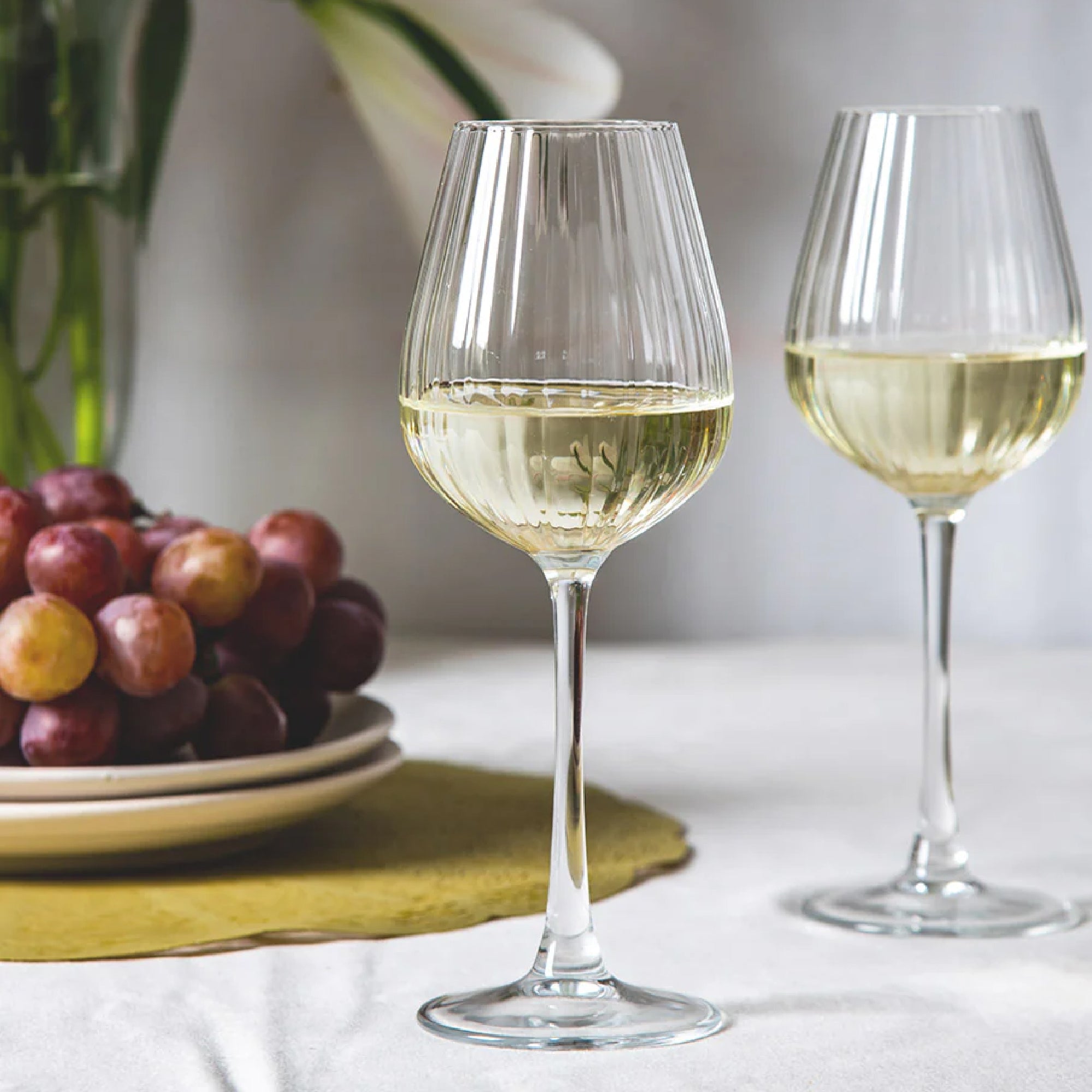Copas de vino tinto y blanco a rayas premium (juego de 4 x 380 ml)
