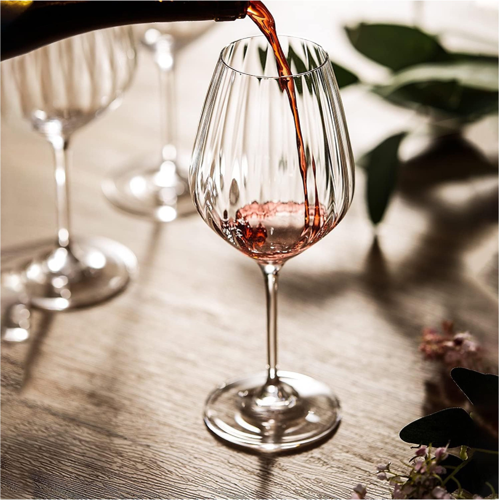 Copas de vino tinto y blanco a rayas premium (juego de 4 x 500 ml)