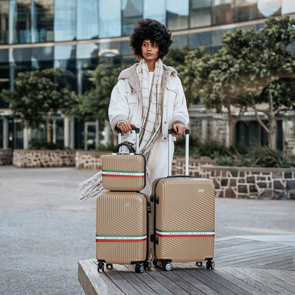 Roma Hardshell Luggage Set on 360° Spinner Wheels with TSA Lock - Gold Design
