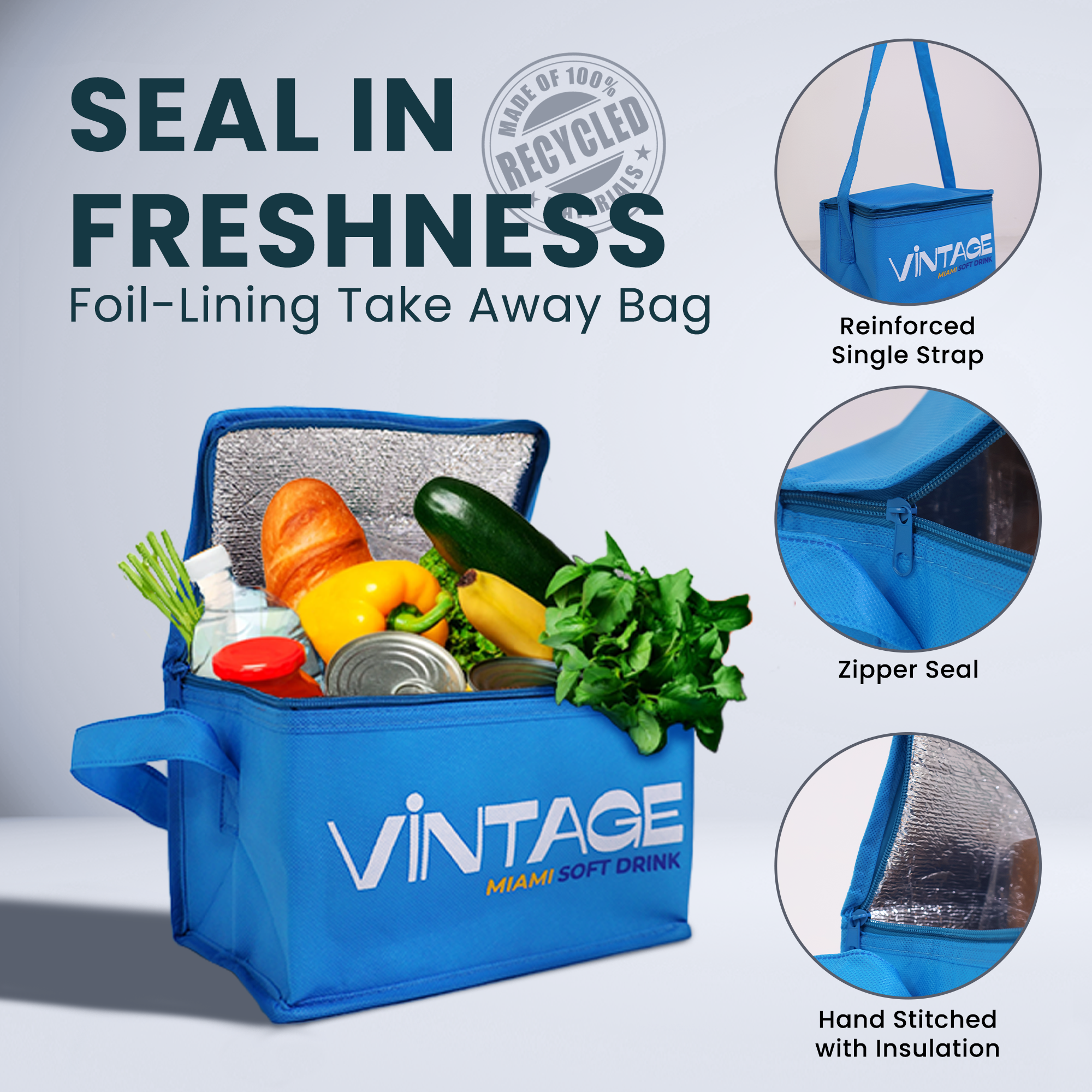 TA-C25 - Bolsa térmica reutilizable con cremallera | 70 g/m², 13 l