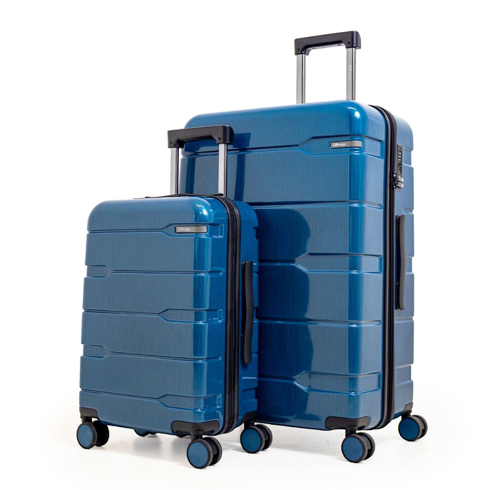 Juego de maletas rígidas azul Chipre - Diseño metálico reflectante - 2 piezas