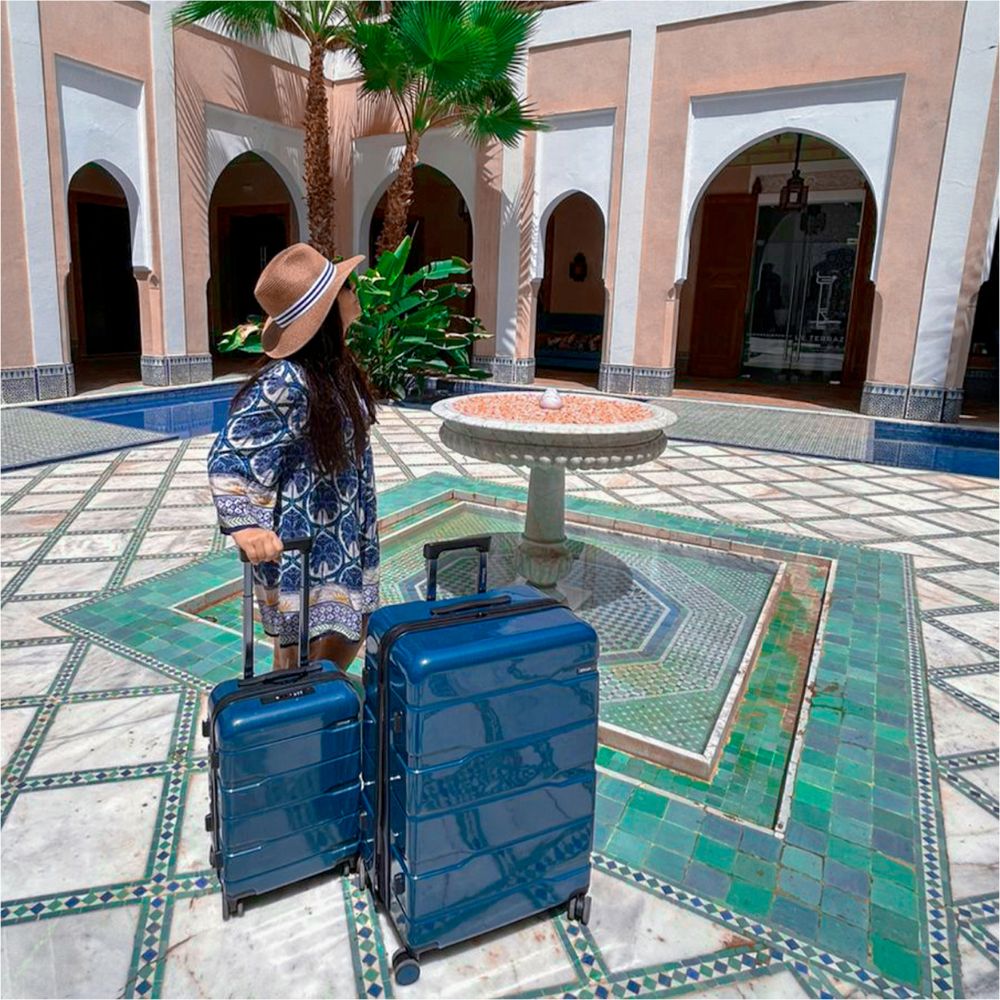 Juego de maletas rígidas azul Chipre - Diseño metálico reflectante - 2 piezas
