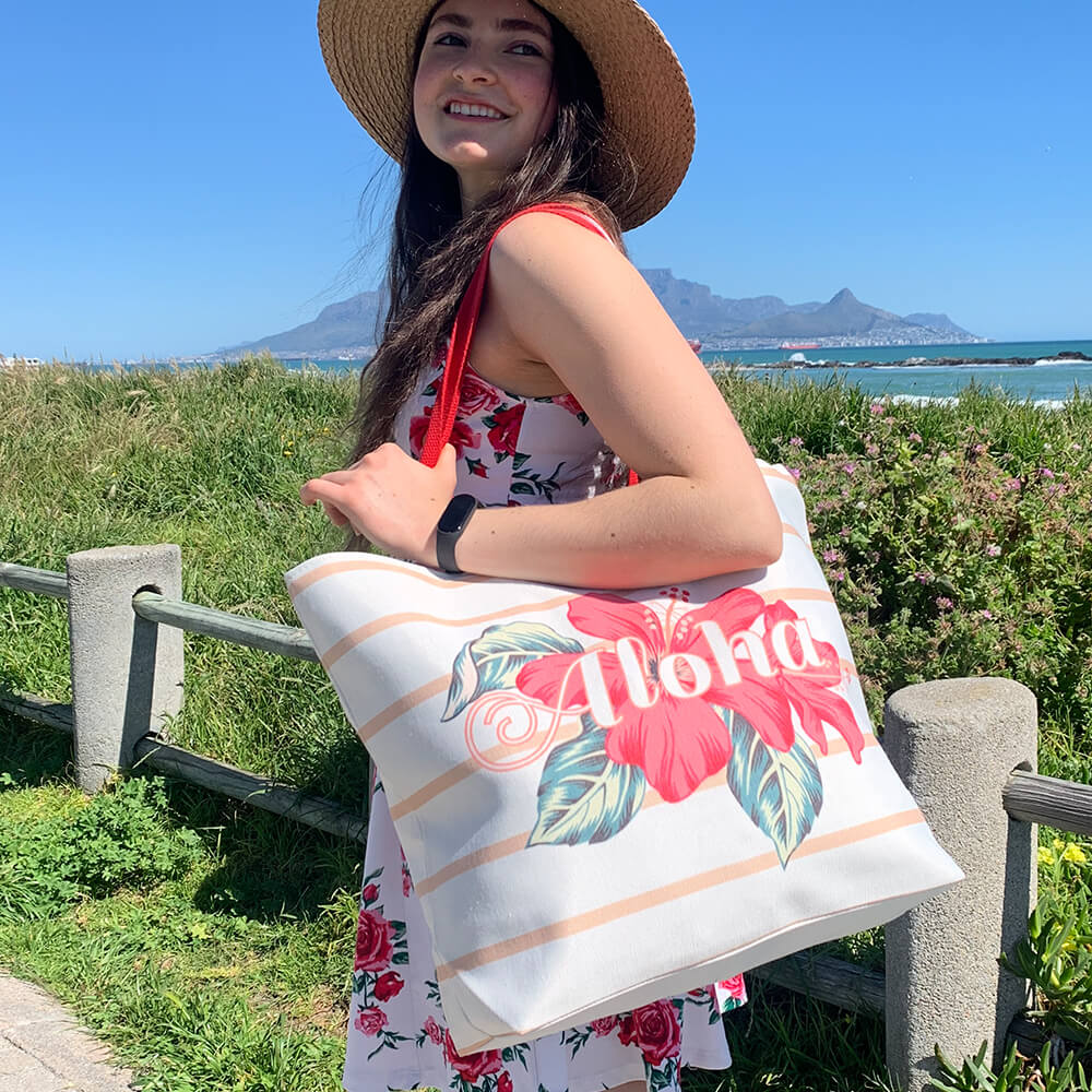 Bolso de Playa con Estampado Aloha y Diseño Floral