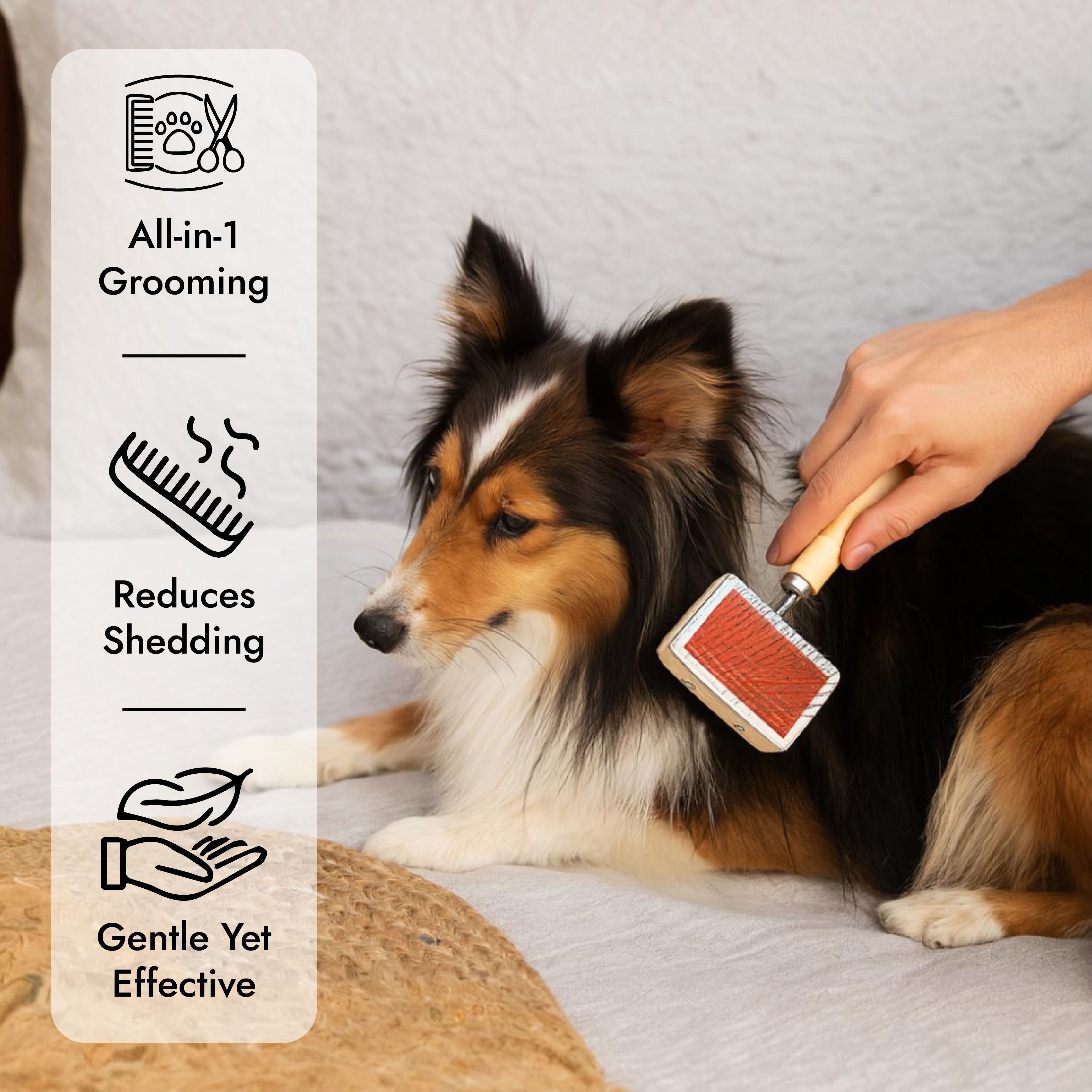 Cepillo para perros de madera con cerdas duras y suaves - Cepillo de doble cara 