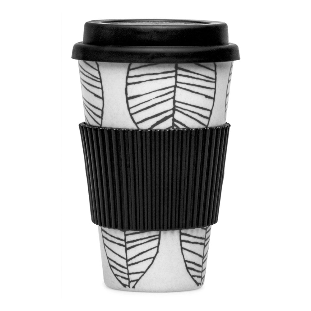 Umweltfreundliche Kaffeetasse aus Bambus mit Silikondeckel und Hitzegriff – 425 ml