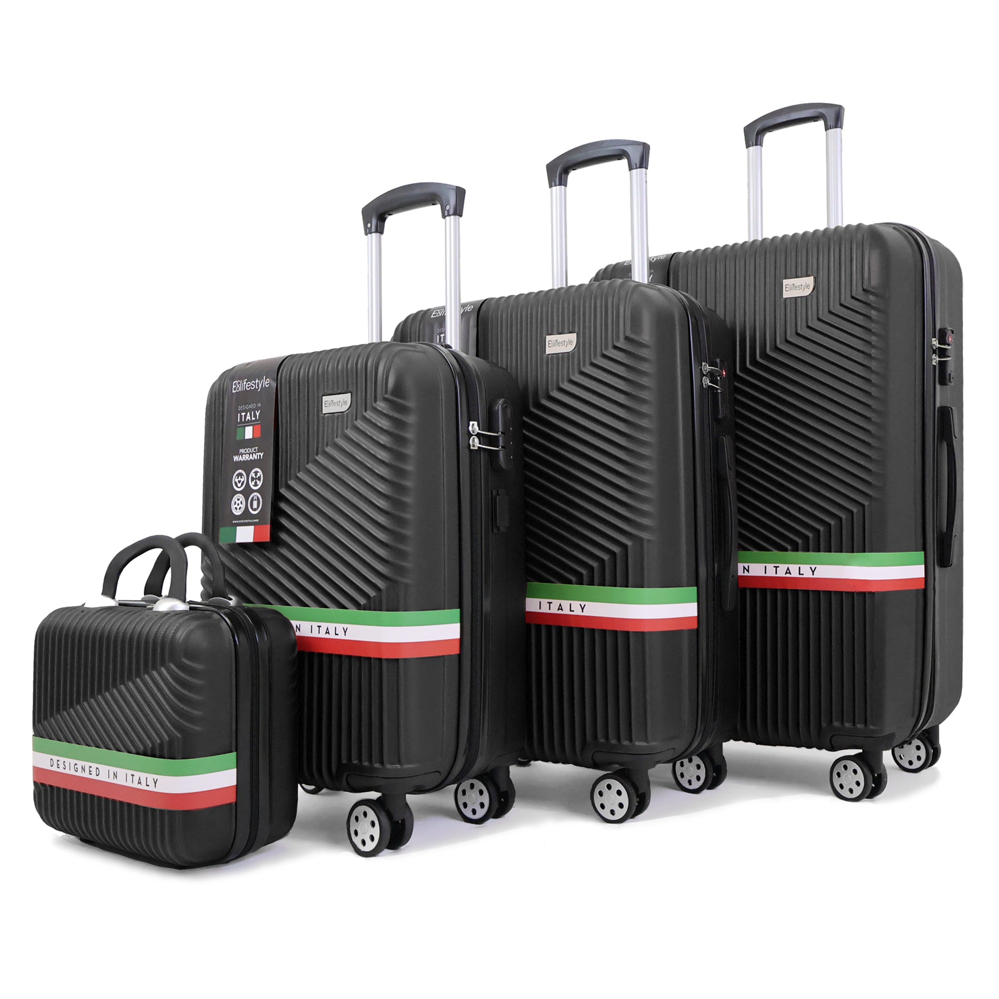 Roma Hardshell Luggage Set on 360° Spinner Wheels with TSA Lock and Protective Cover