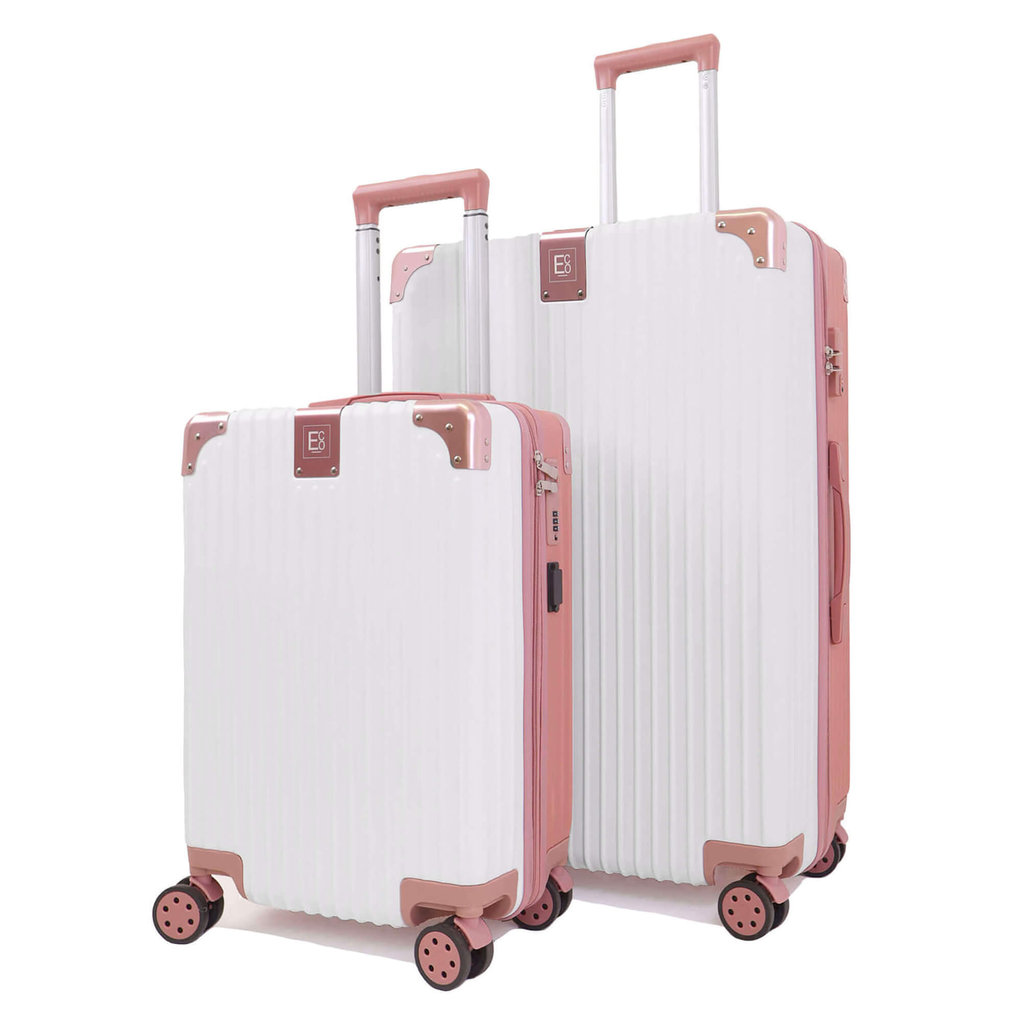 Berlin Luggage Hartschalenkoffer 2er Set mit Hülle - Roségold und Creme