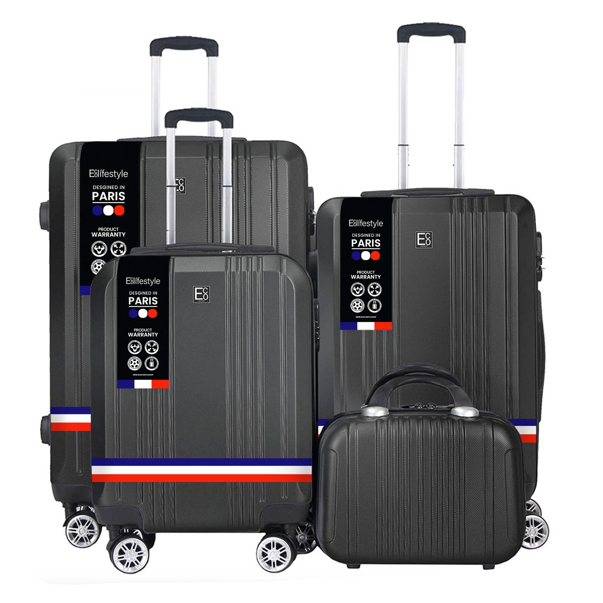 4 Piece Paris Premium Luggage Value Set with Integrated Weight Scale