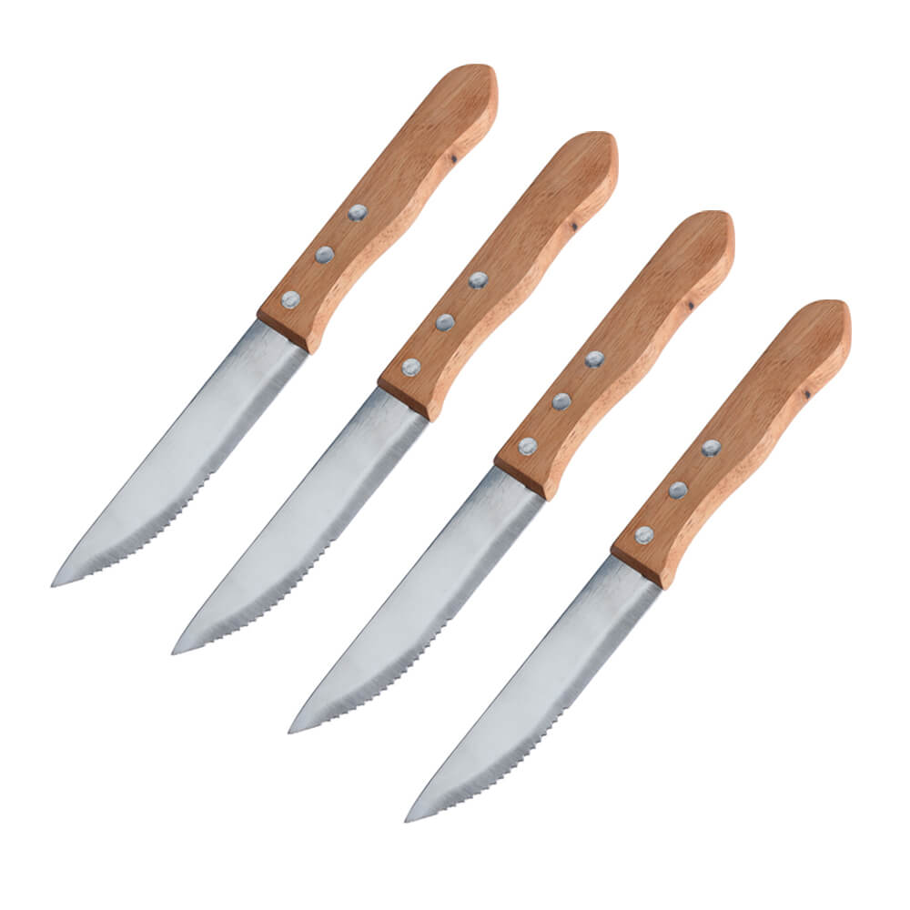 Stainless-Steel Knives with Wooden Handle - Set of 4