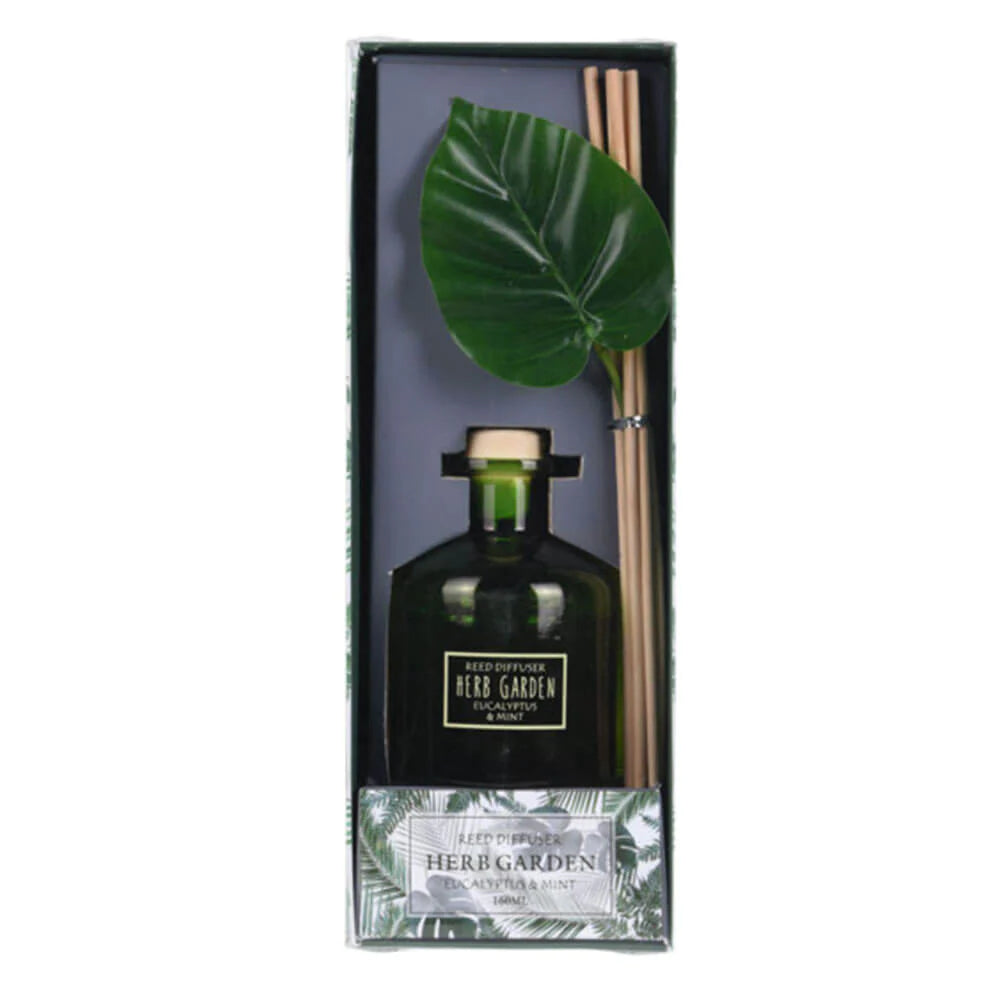 Difusor de Vidrio Perfumado con 5 Cañas y Hoja - 160ml