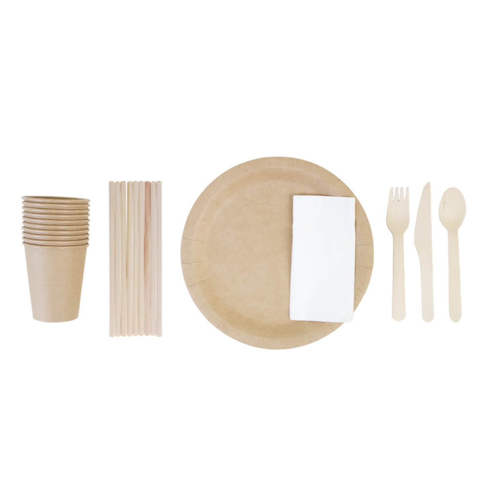 Juego de cubiertos desechables biodegradables - Todo en 1