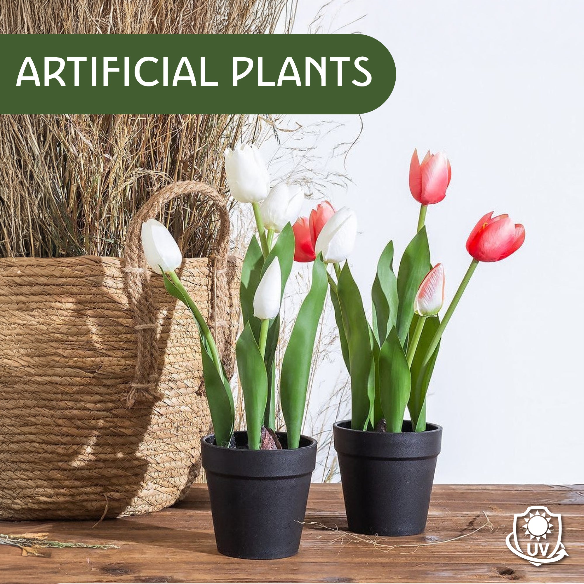 Artificial Plant Tulip in Pot – 6 Assorted Vibrant Colors, 22x30cm