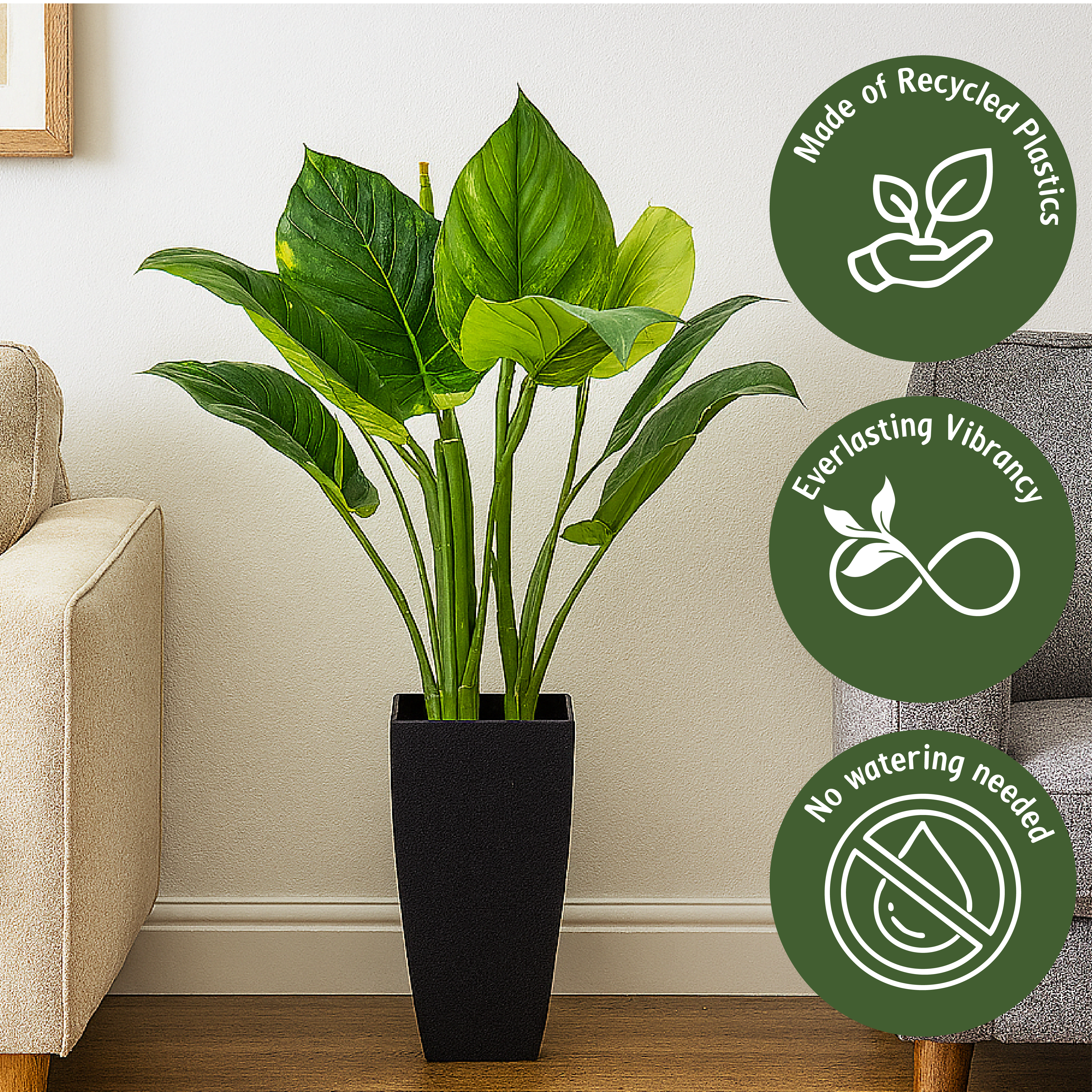 Planta Artificial en Maceta con Piedras Artificiales - 65cm 