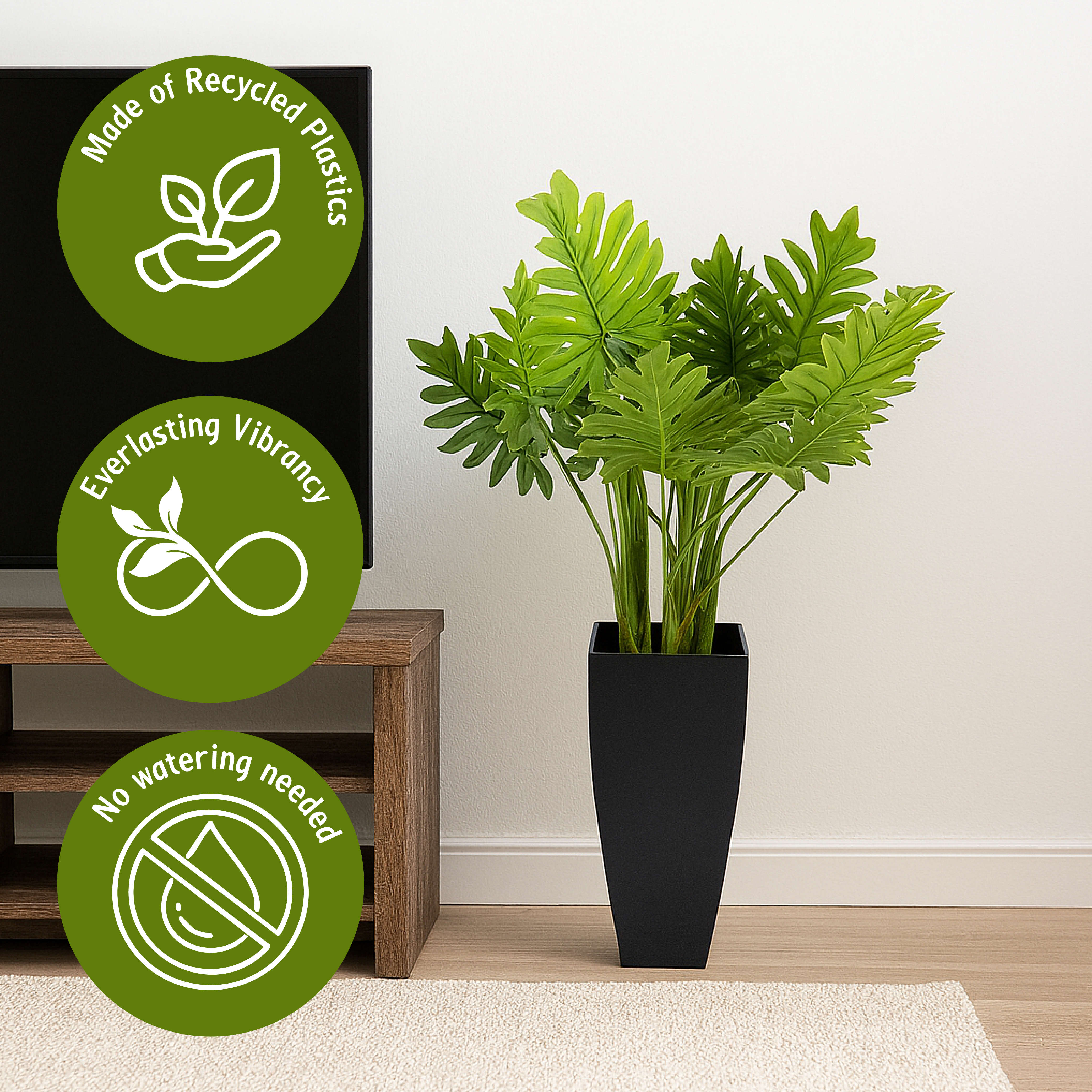 Planta Artificial en Maceta con Piedras Artificiales - 65cm 