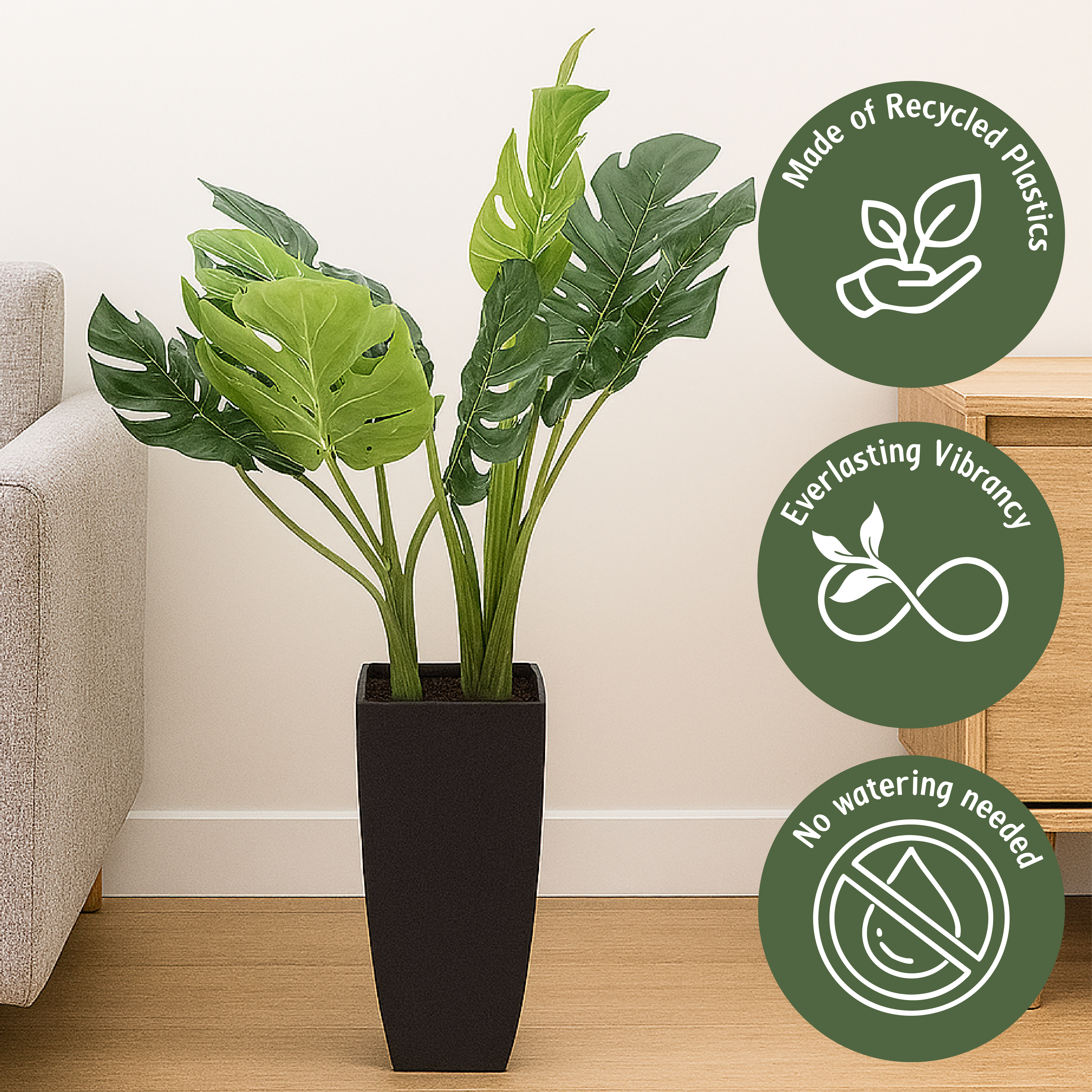 Planta Artificial en Maceta con Piedras Artificiales - 65cm 