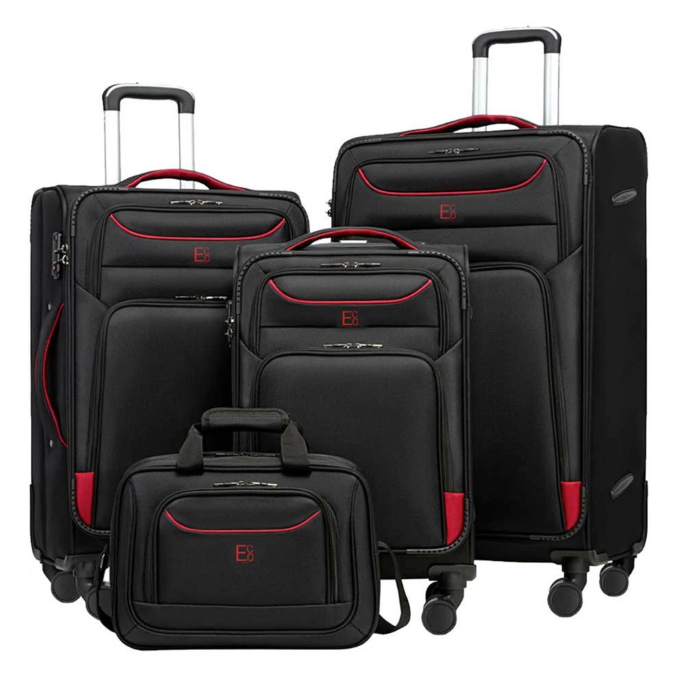 Monaco Soft Luggage Set of 4 Pieces - Black