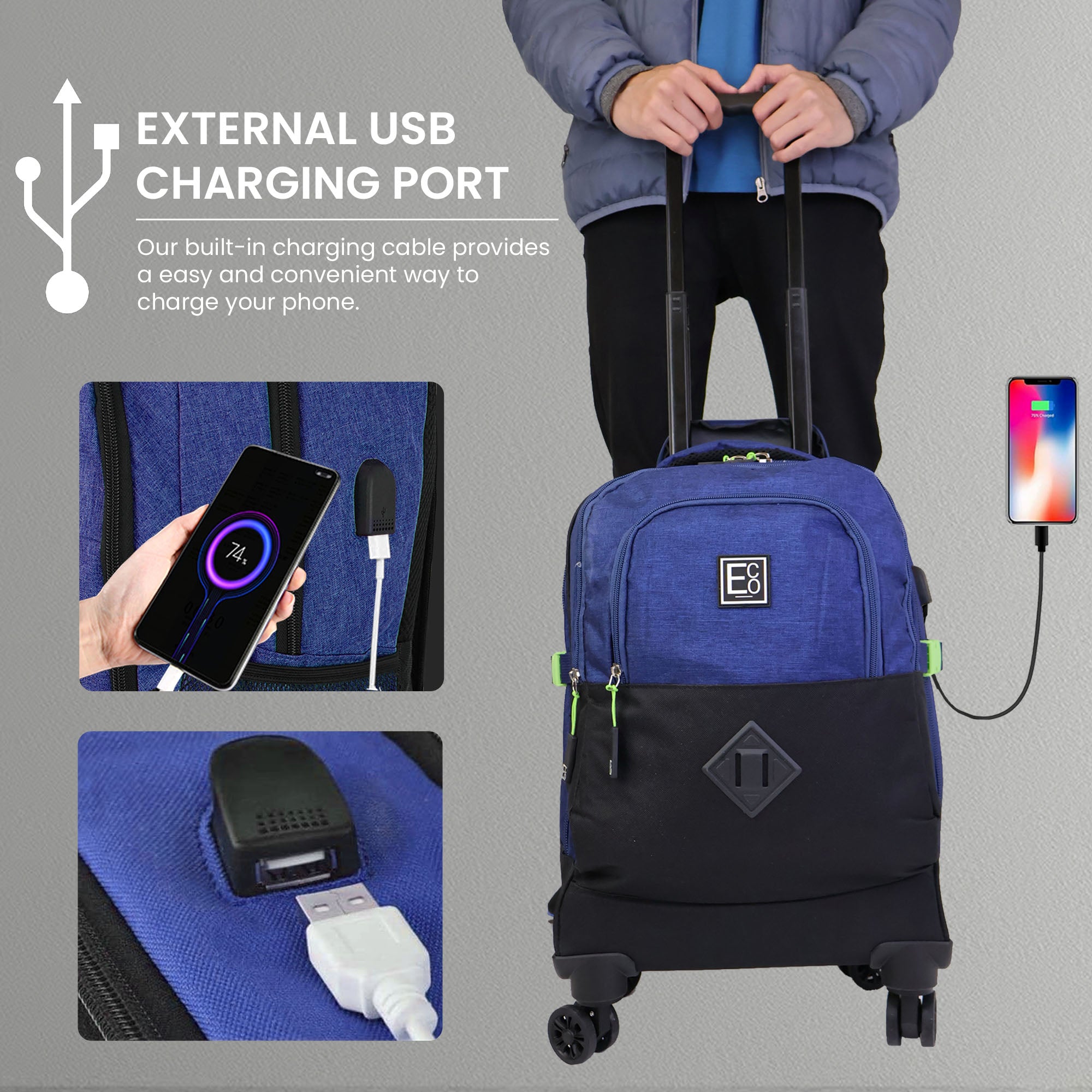 Mochila Spinner Trolley con compartimento Coolerbag y puerto USB