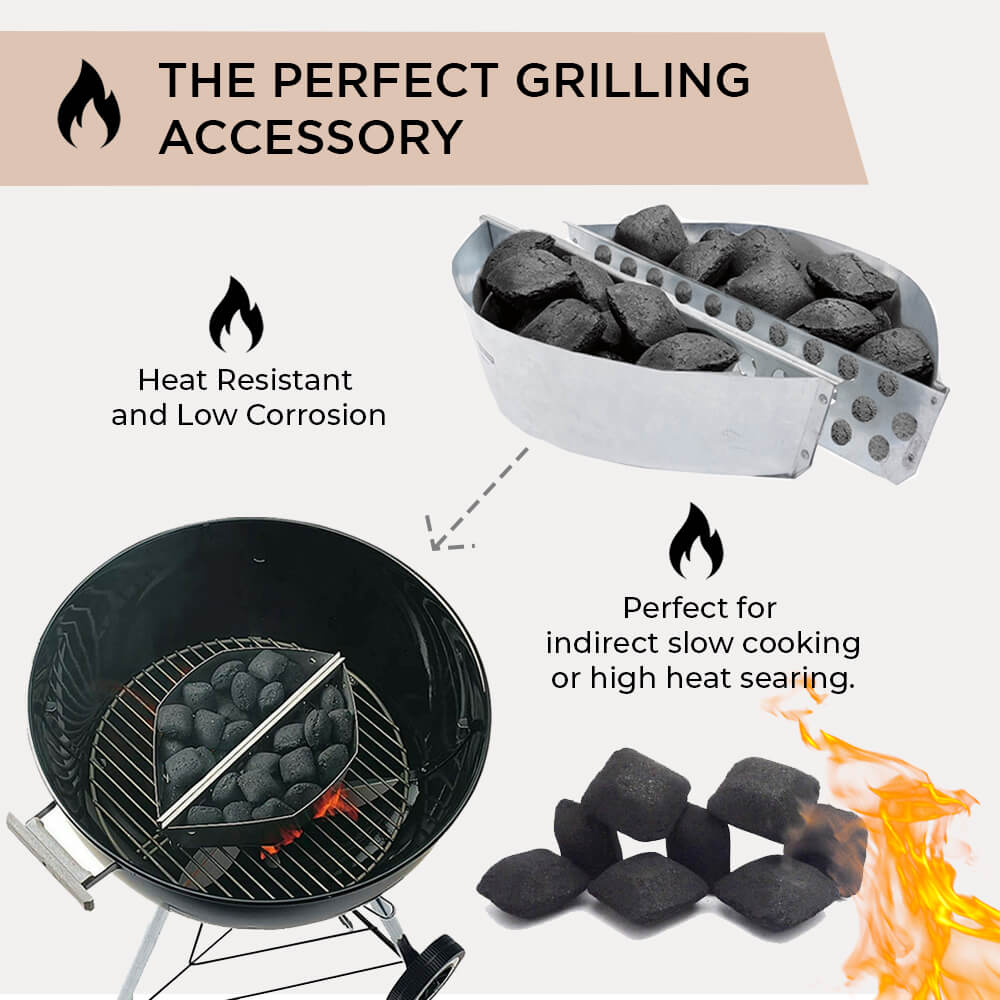 Soporte para briquetas de carbón Braai Grill, juego de 2 piezas con encendedores