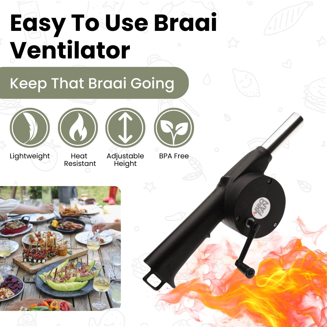 Soplador de aire del ventilador del ventilador Braai con control de velocidad de la manija