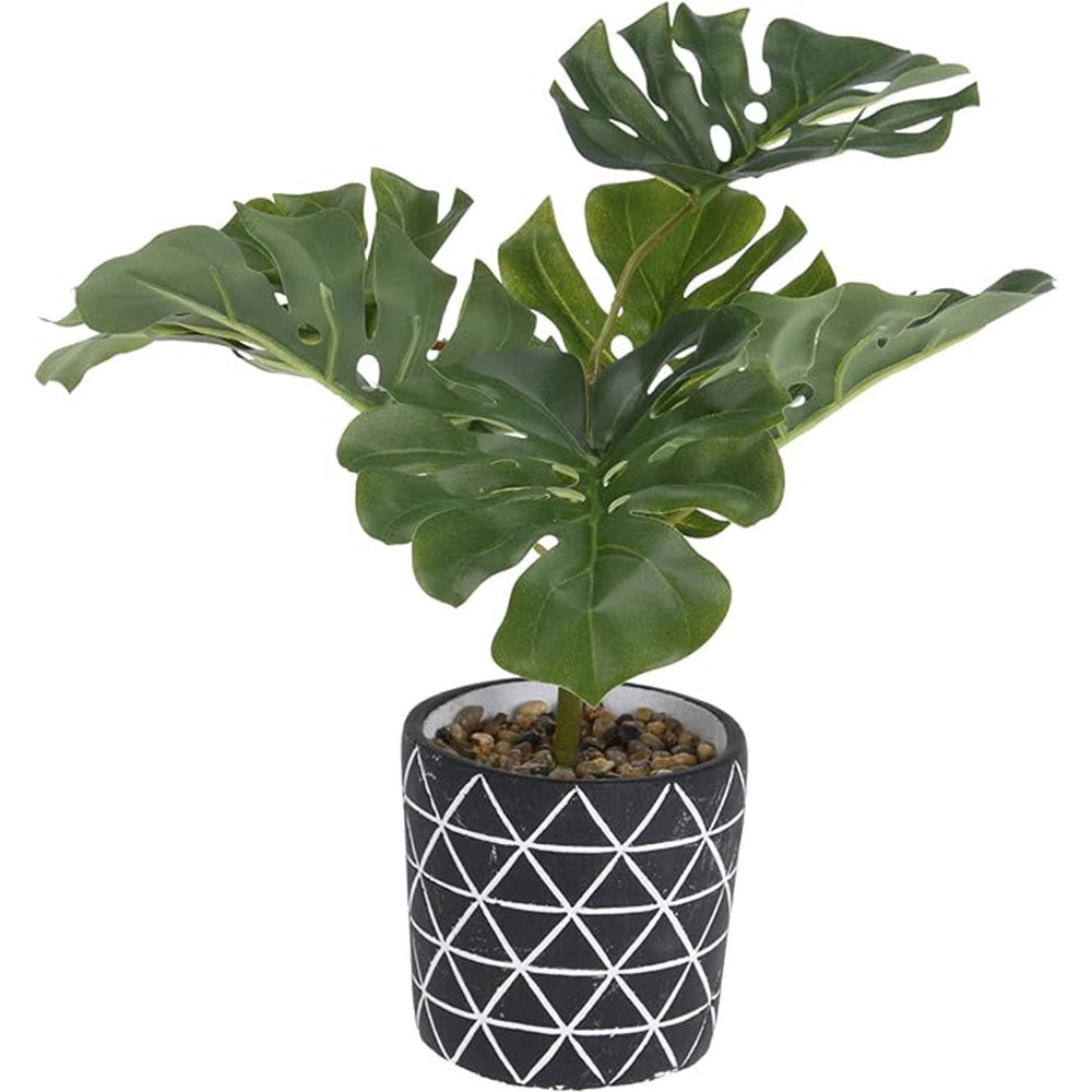 Artificial Monstera Plant in Cement Pot for Home Decor