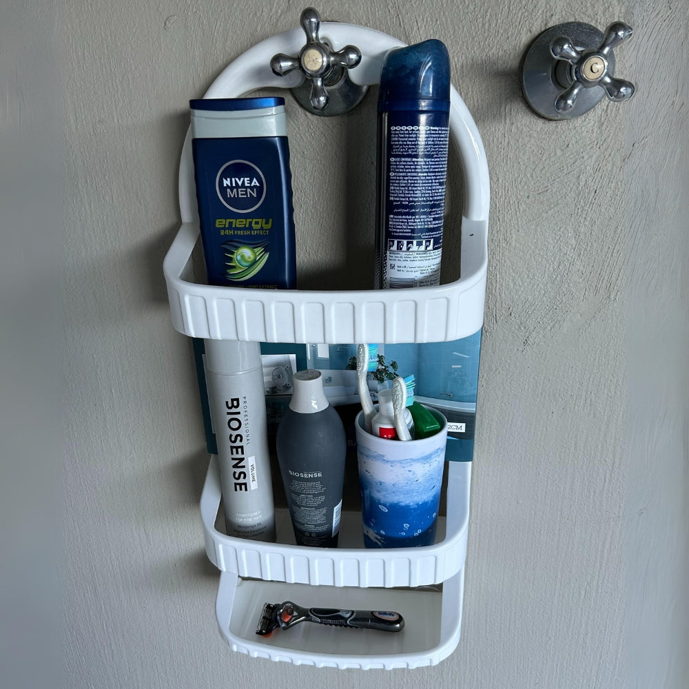 Shower Caddy Rack with 3 Shelves and Bracket - 62cm