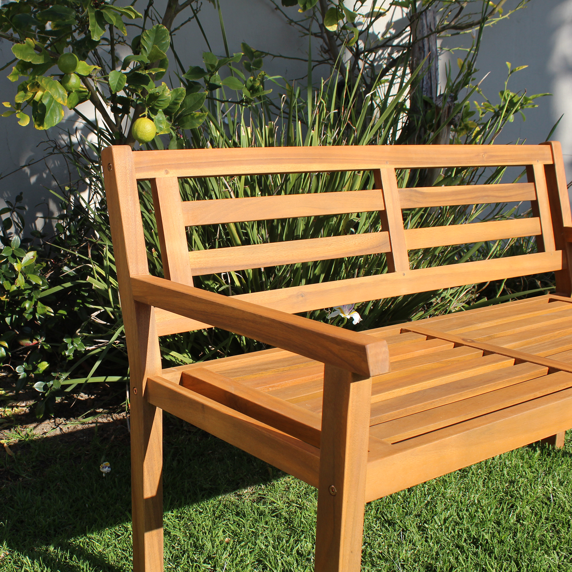 Outdoor Garden Bench for 2, DIY - 100% Acacia Wood Bench