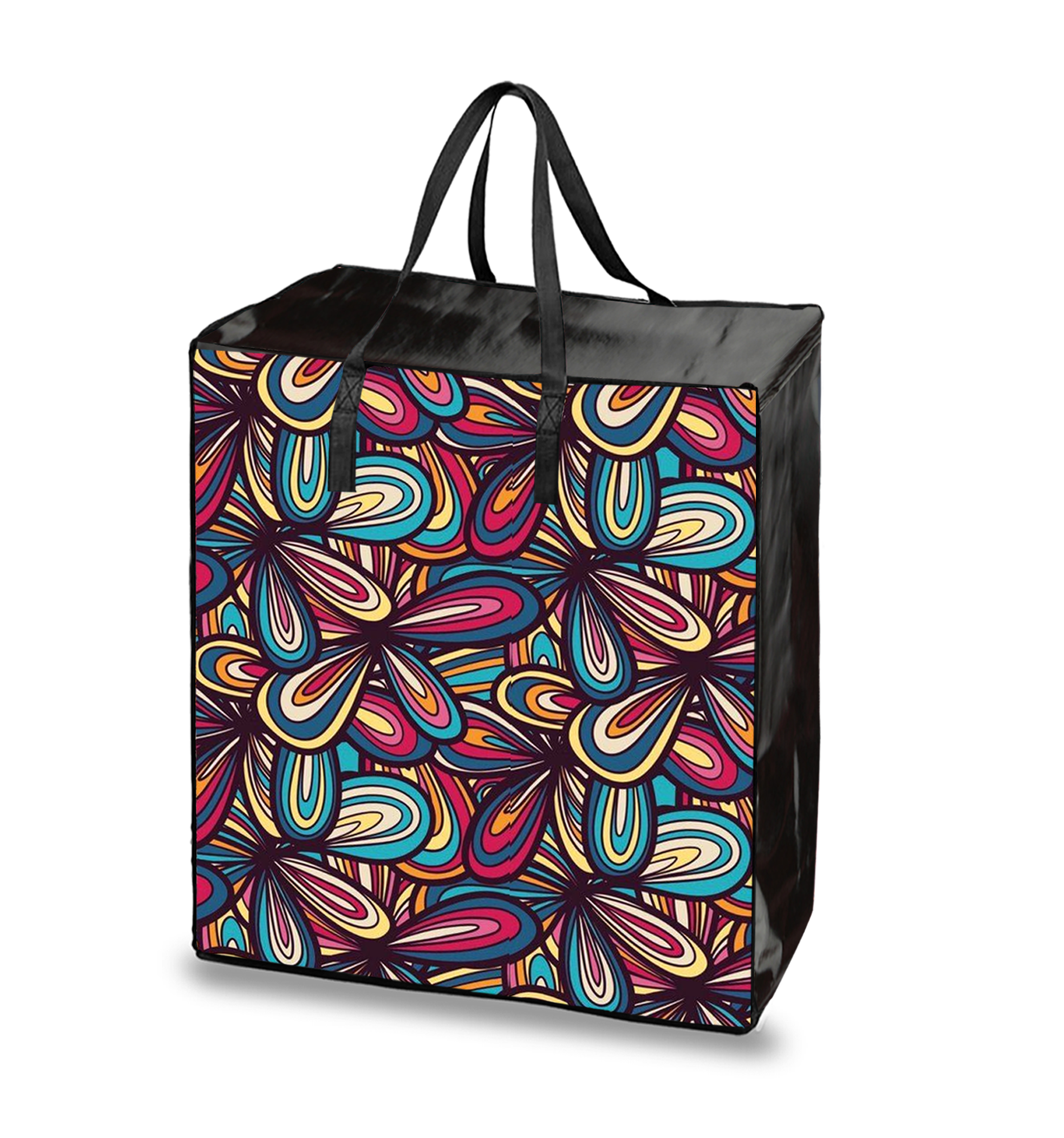 Floral Reusable Laminated Taxi Shopping Bag with Zipper | 120GSM, 51L