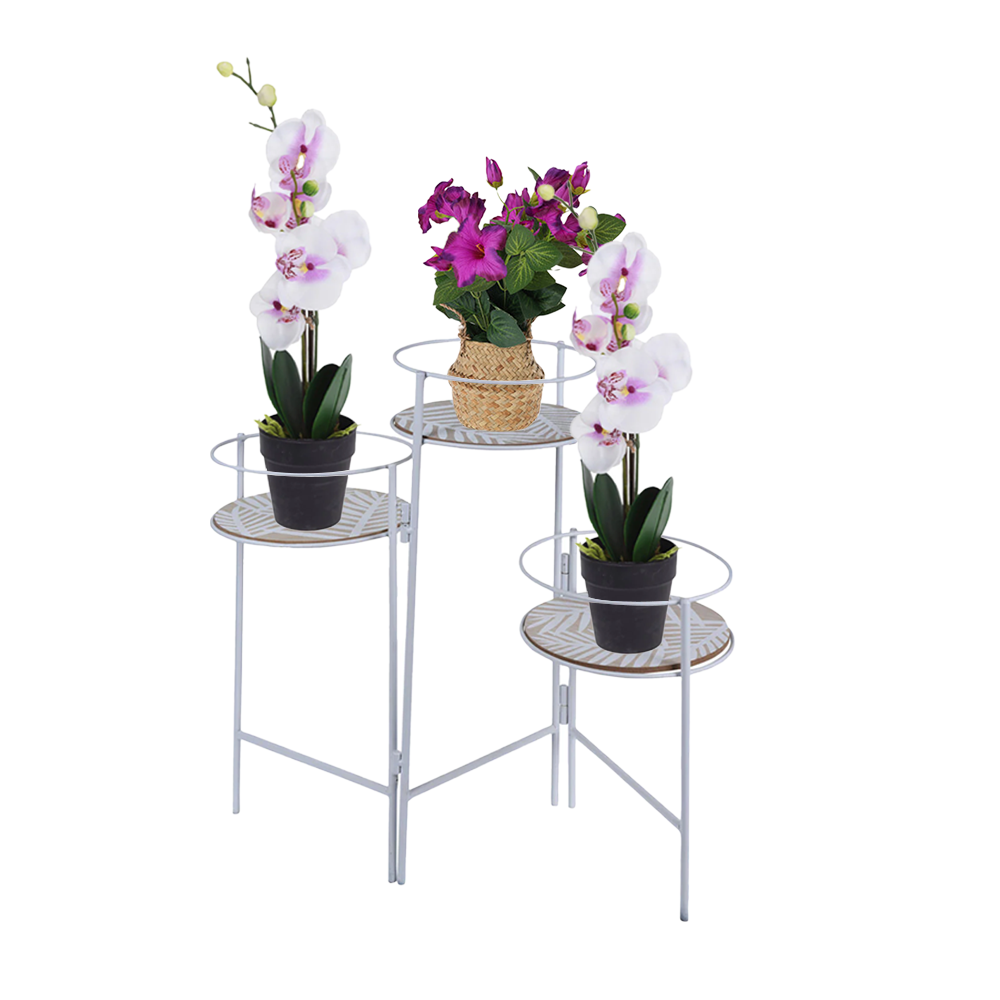 Blumentopfständer für 3 Pflanzen – Metall – faltbares Design