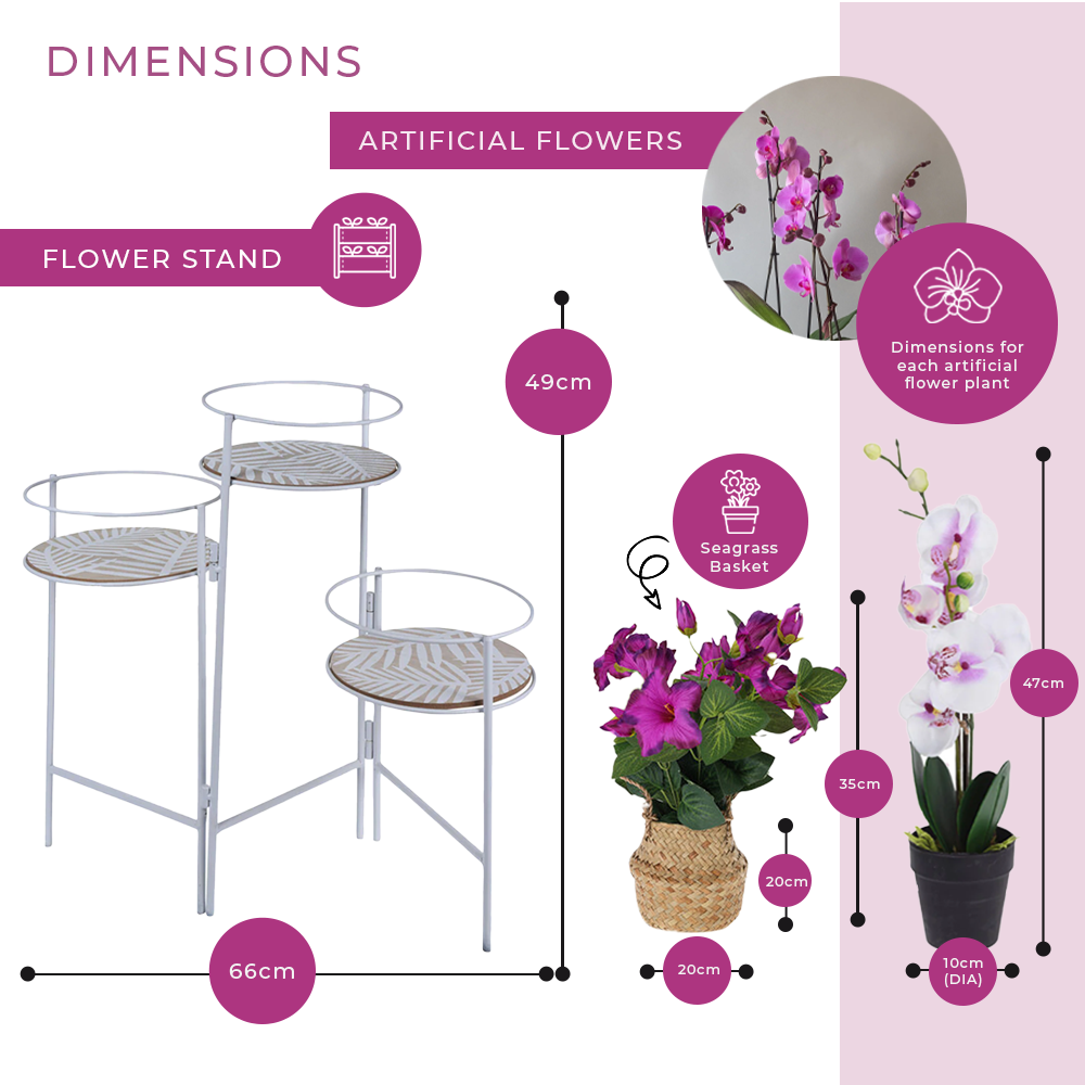 Blumentopfständer für 3 Pflanzen – Metall – faltbares Design