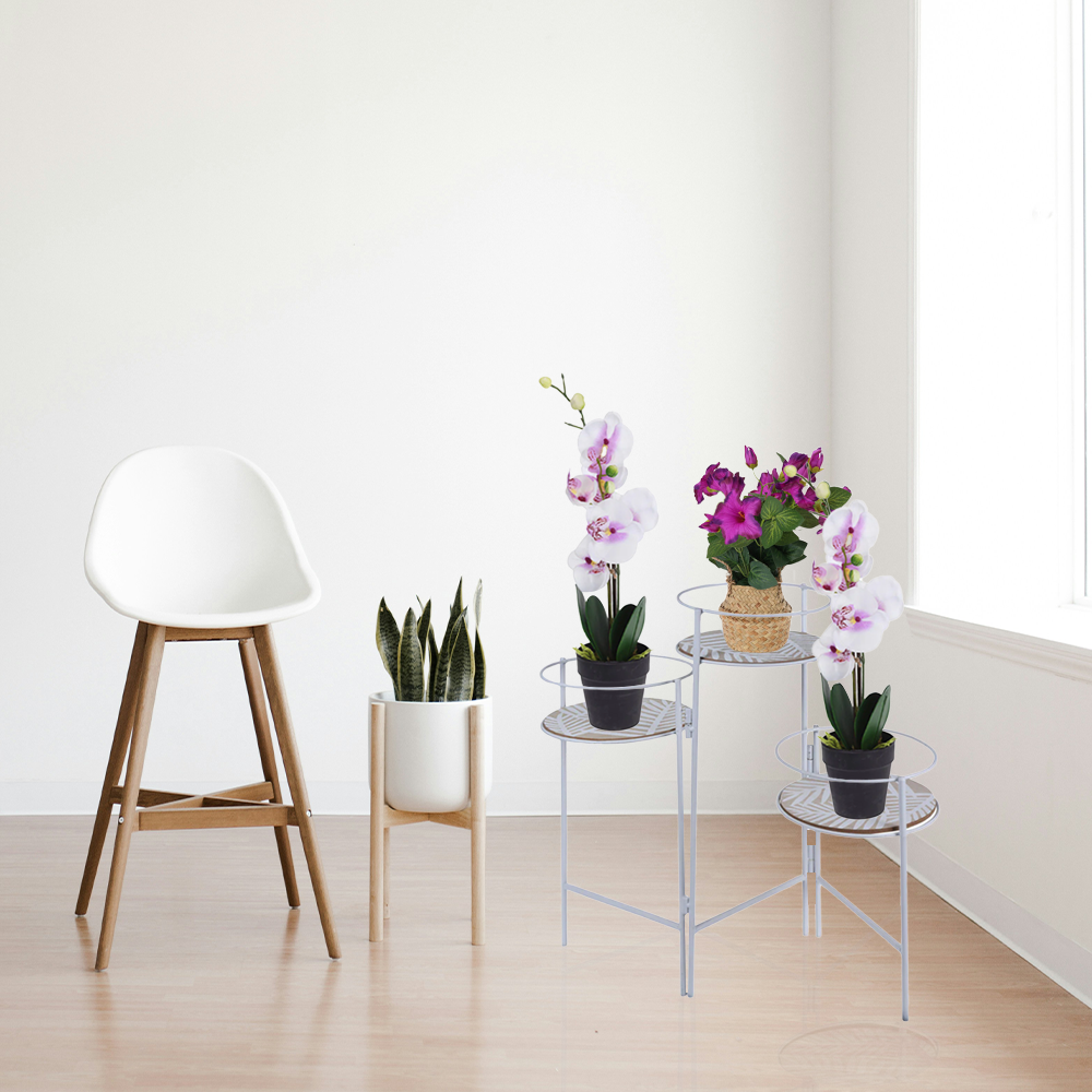 Blumentopfständer für 3 Pflanzen – Metall – faltbares Design