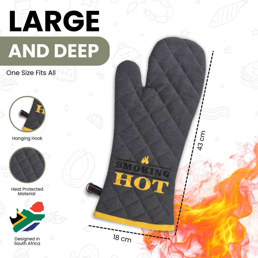 "Smoking Hot" Kitchen Glove and "Grill Daddy" Apron Set