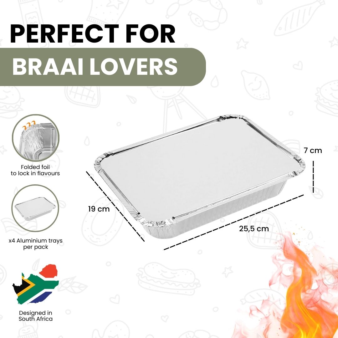 Aluminium Grill Trays with Lid - Set of 4 pieces