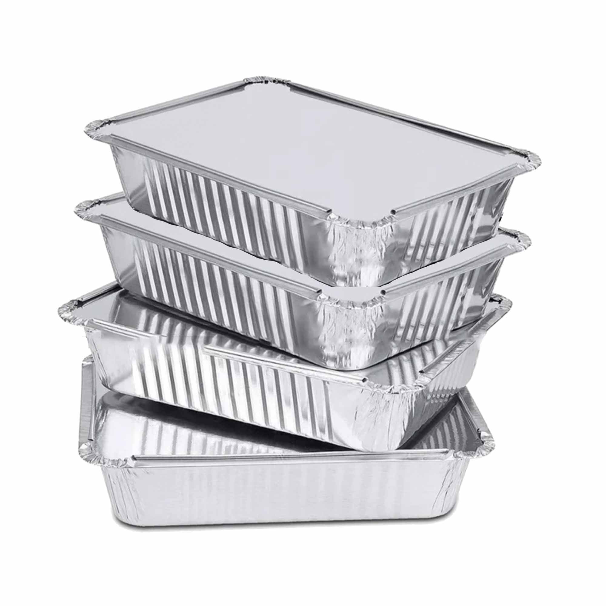 Bandejas Grill de Aluminio con Tapa - Juego de 4 piezas