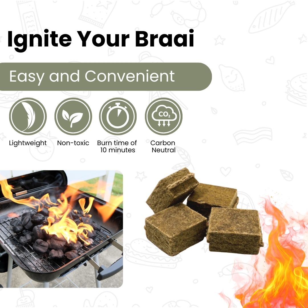 Fire Starter for Braai BBQ - 80 Cubes - Reused Wood