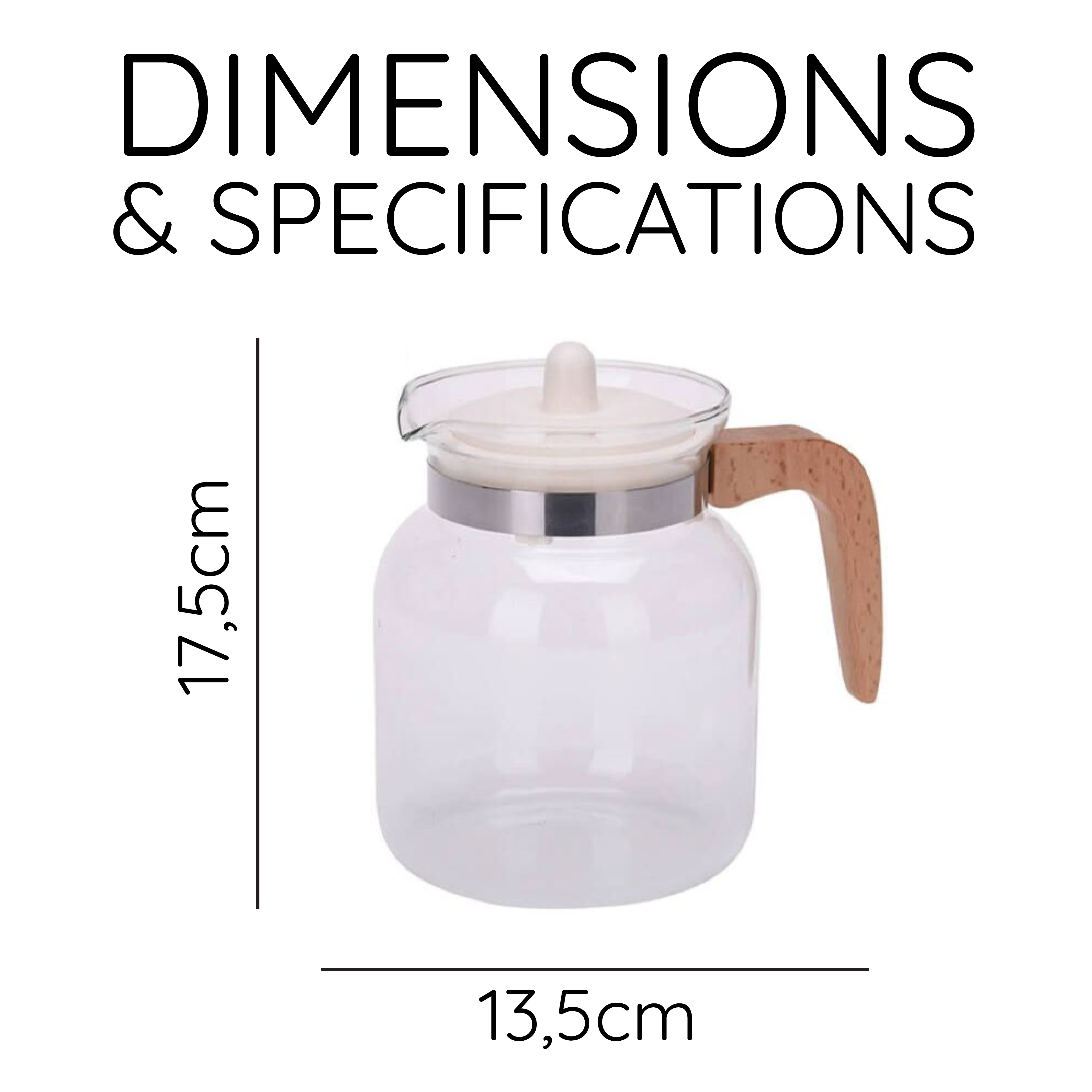 Tetera de vidrio y madera de haya