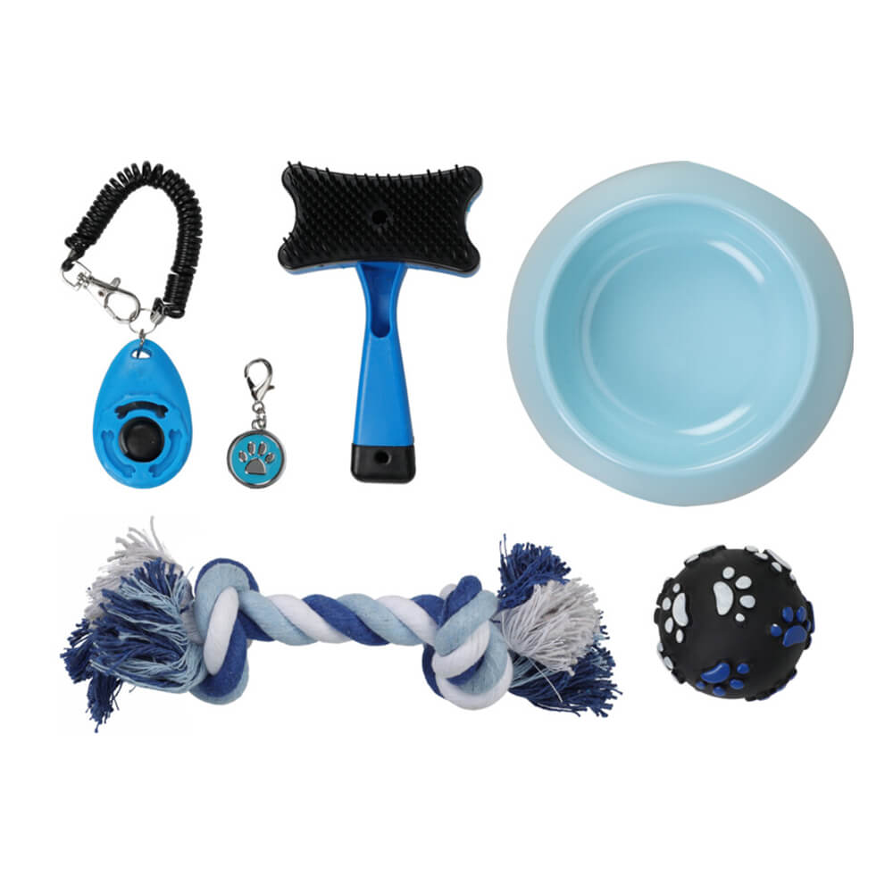 Kit de adiestramiento para perros con traje limpio, peine, cuenco, percha, pelota, cuerda y clicker de adiestramiento