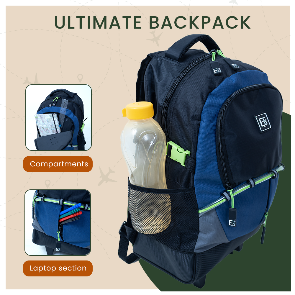 Mochila Trolley Telescópica con Ruedas Roller - Azul Marino