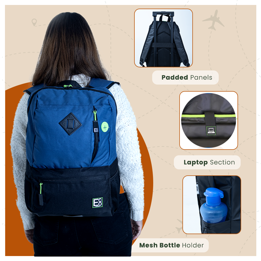 Mochila para estudiante para computadora portátil - Azul marino