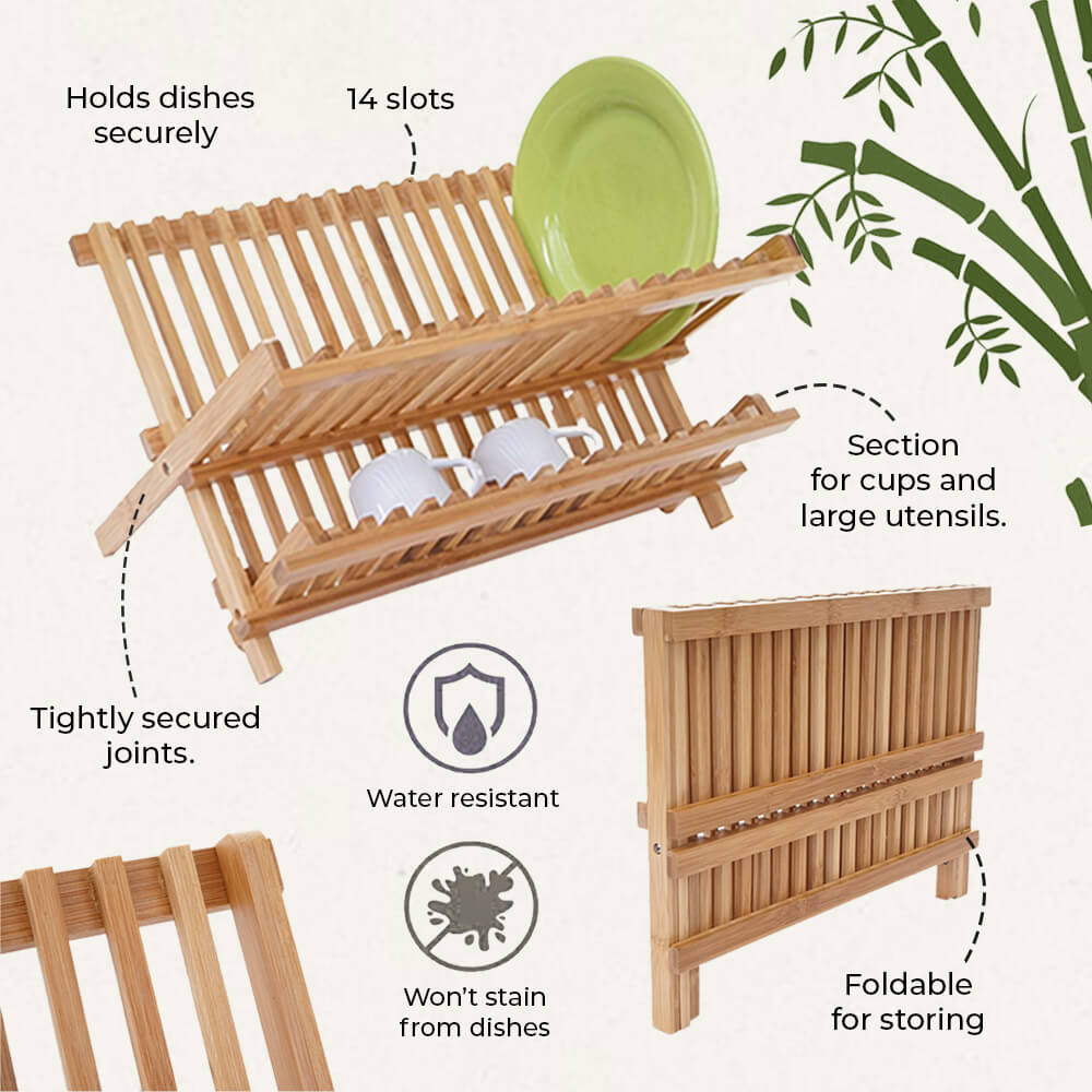 Natural Bamboo Foldable Dishdrainer