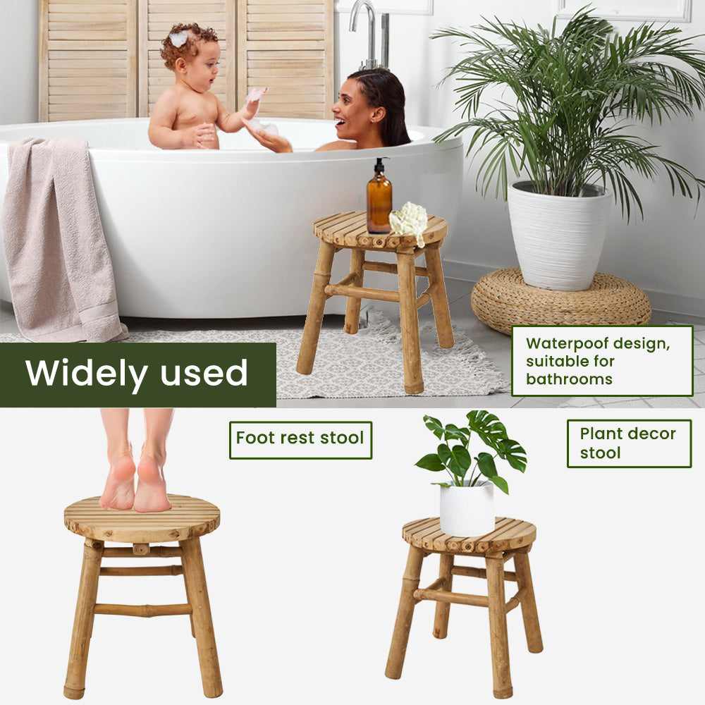 Natural Bamboo Wood Outdoor Garden Stool - DIY 4-Piece