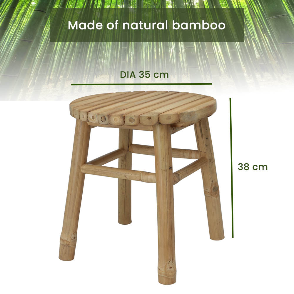 Natural Bamboo Wood Outdoor Garden Stool - DIY 4-Piece