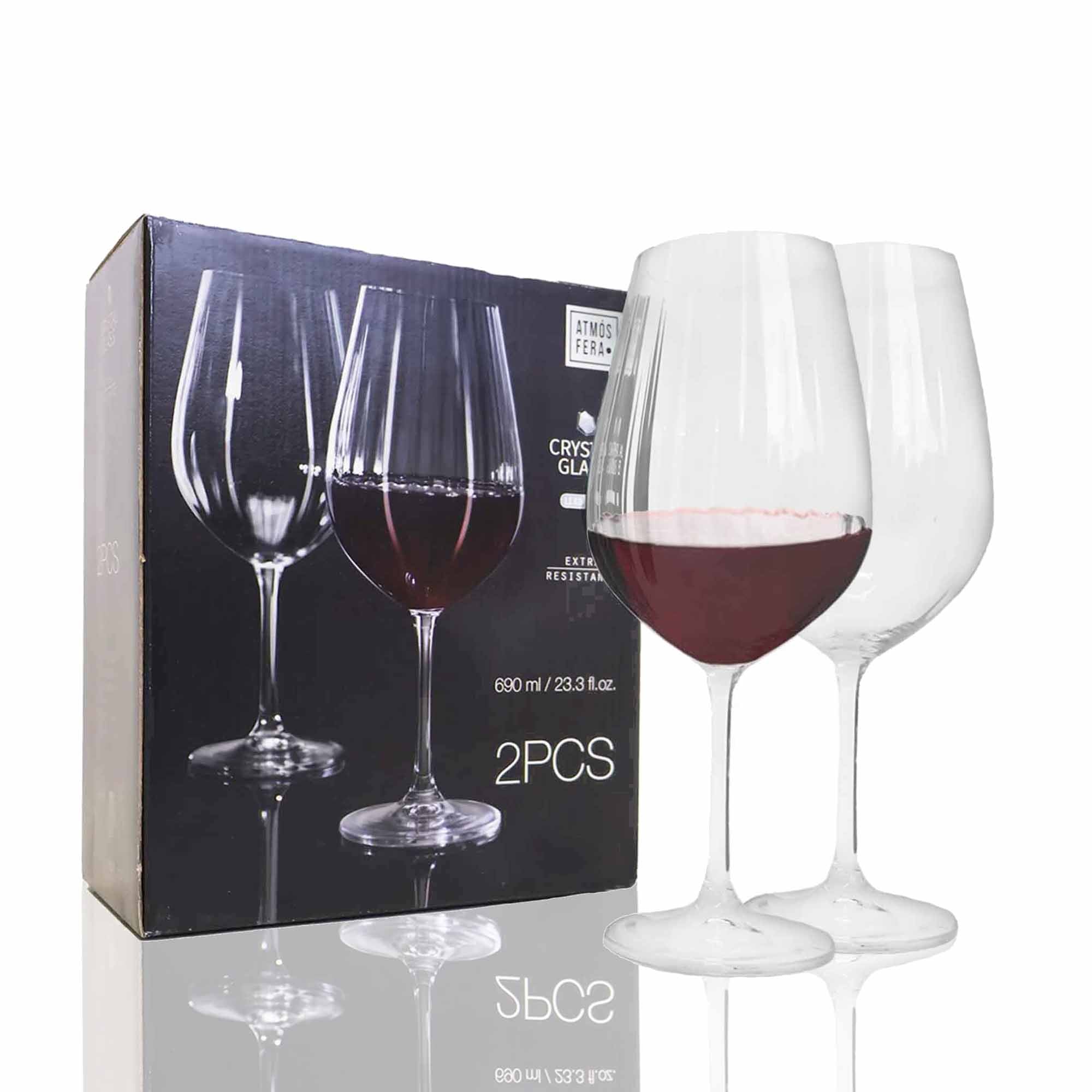 Copas para beber vino tinto de cristal - 690 ml - 2 piezas - Sin plomo