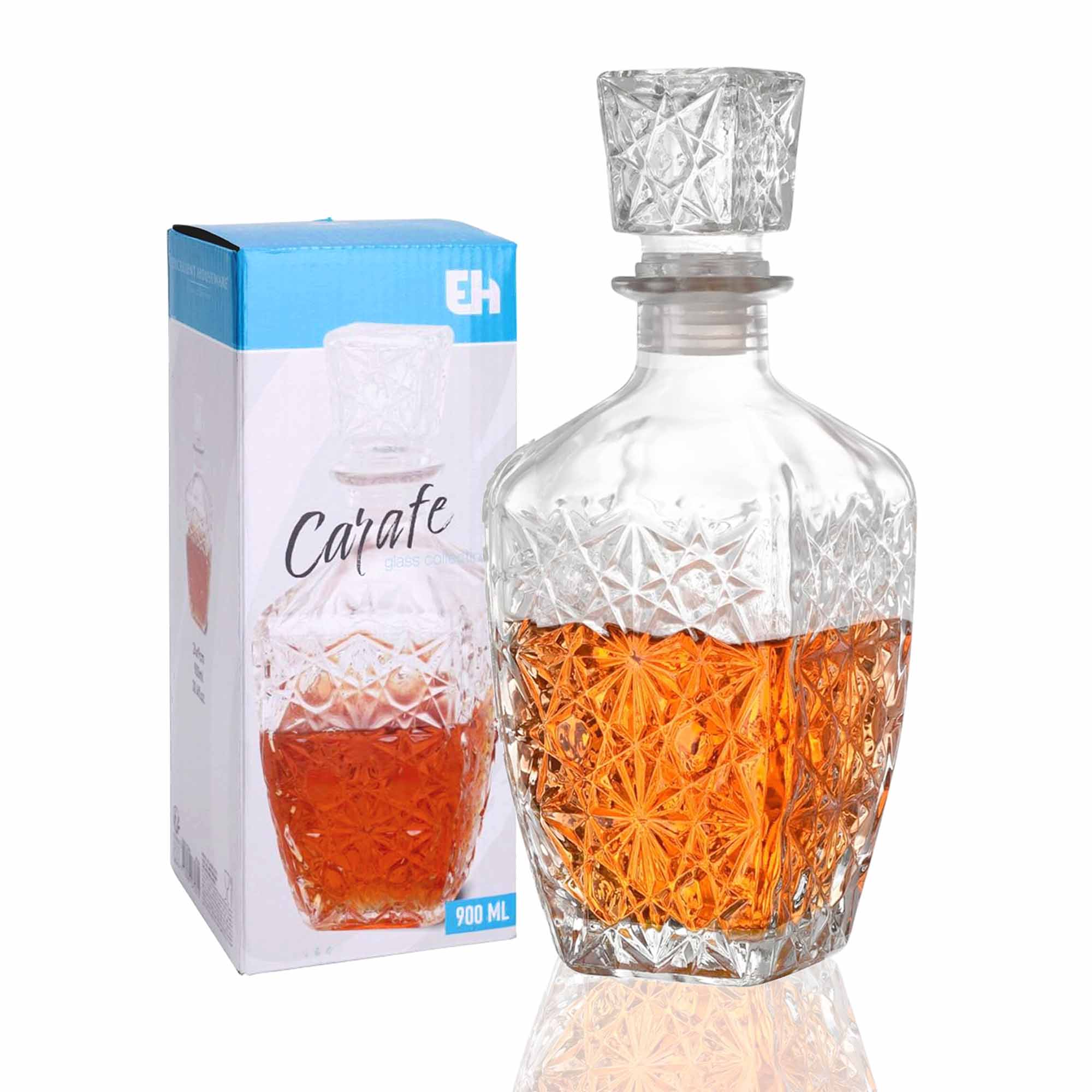 Whiskey Decanter with Airtight Lid - 900ml - Diamond Cut