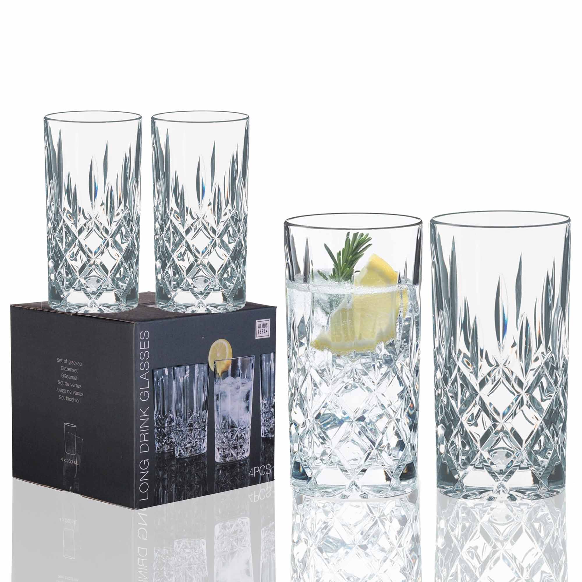 Drinking Glasses Diamond Cut - Set of 4 - 260ml