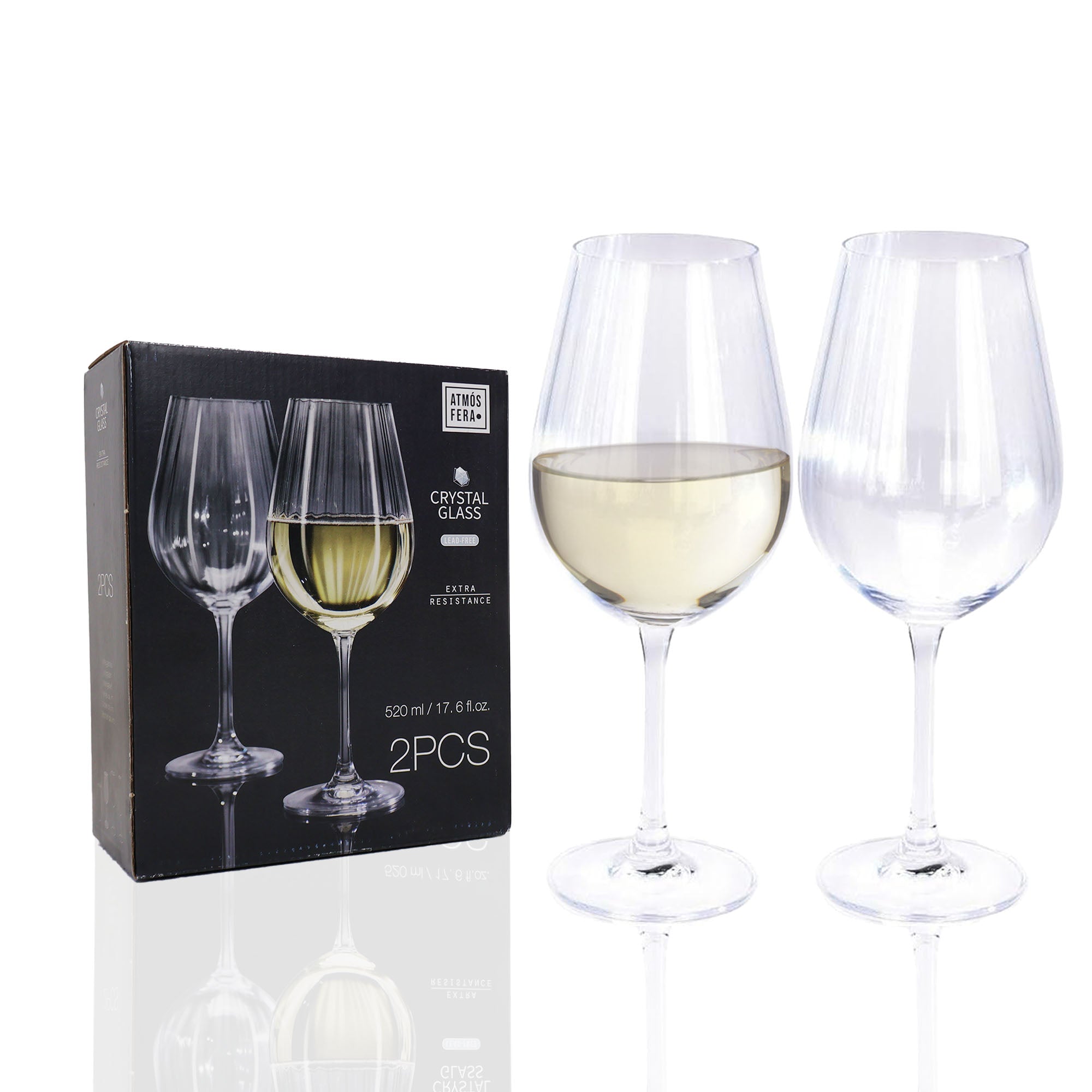 Copas para beber vino blanco de cristal - 520 ml - 2 piezas - Sin plomo